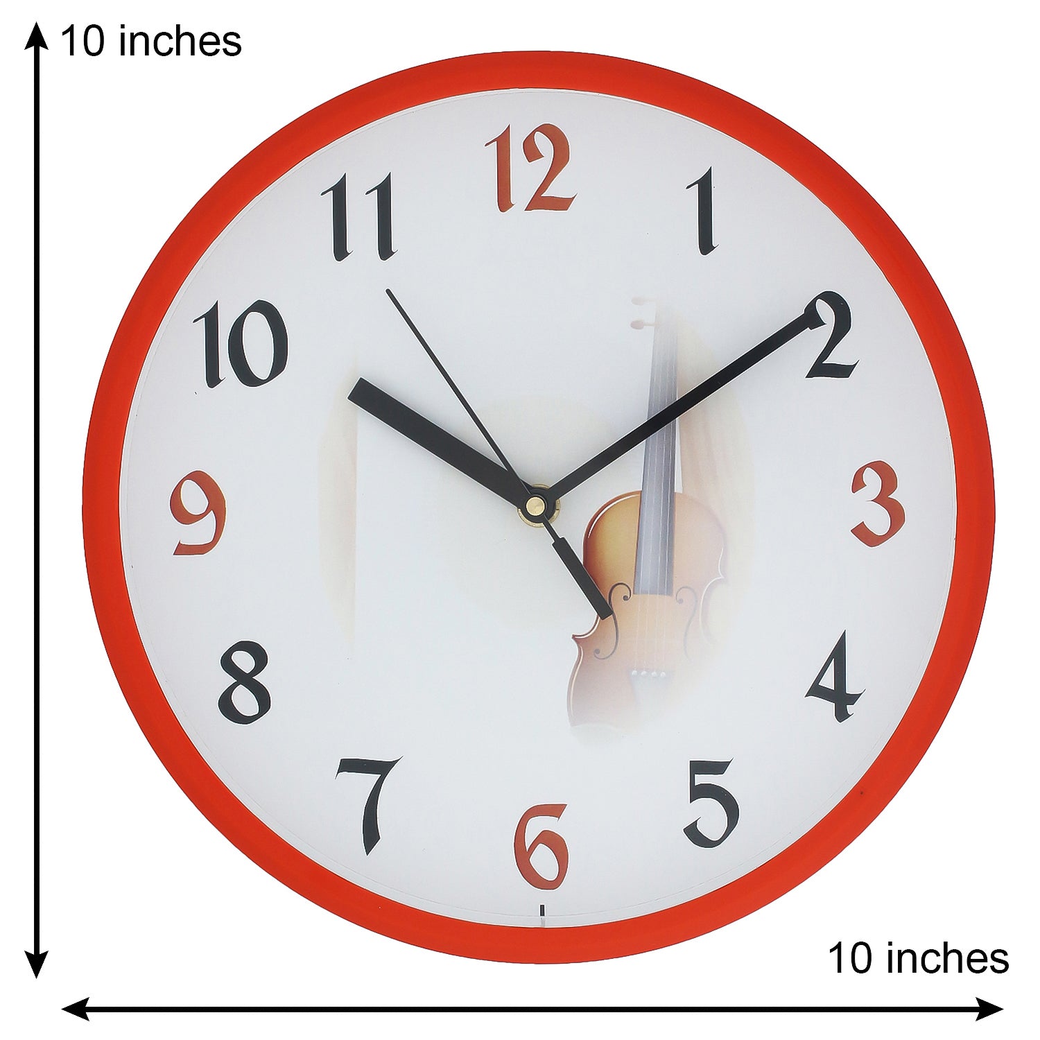 White Dial Printed Round Plastic Orange Wall Clock for Kids (10*10 IN) 2