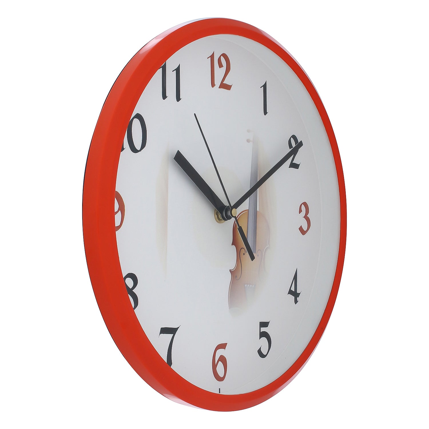 White Dial Printed Round Plastic Orange Wall Clock for Kids (10*10 IN) 5