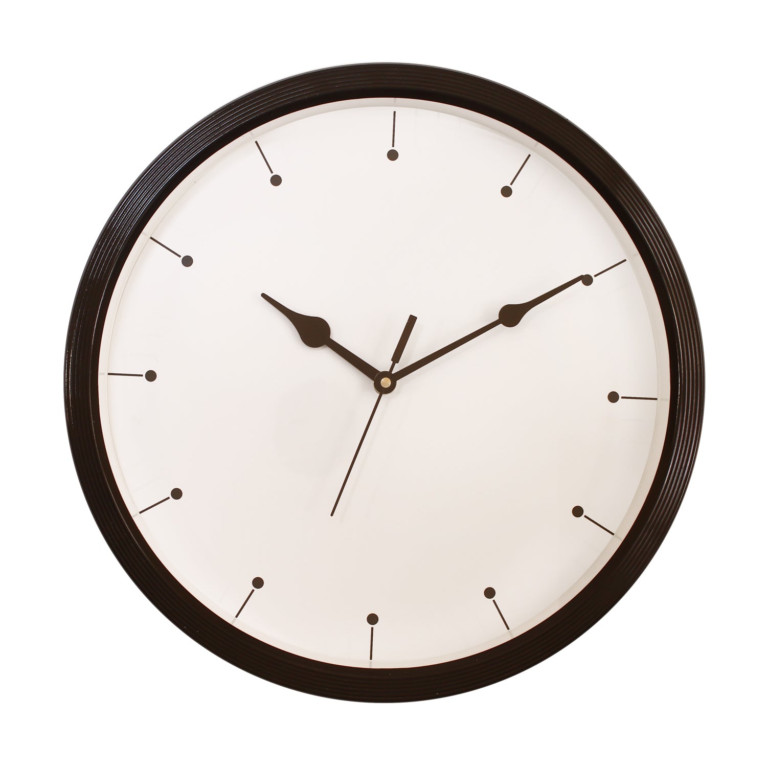 Round Designer Plastic Quartz analog wall clock (Black32 x 32 cm)