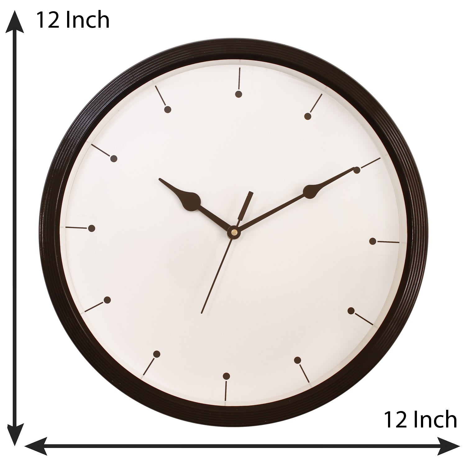 Round Designer Plastic Quartz analog wall clock (Black32 x 32 cm) 2