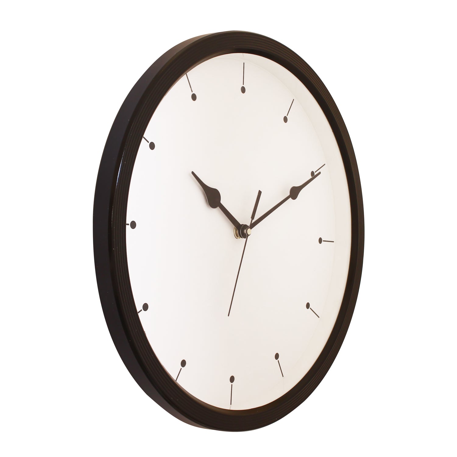 Round Designer Plastic Quartz analog wall clock (Black32 x 32 cm) 3