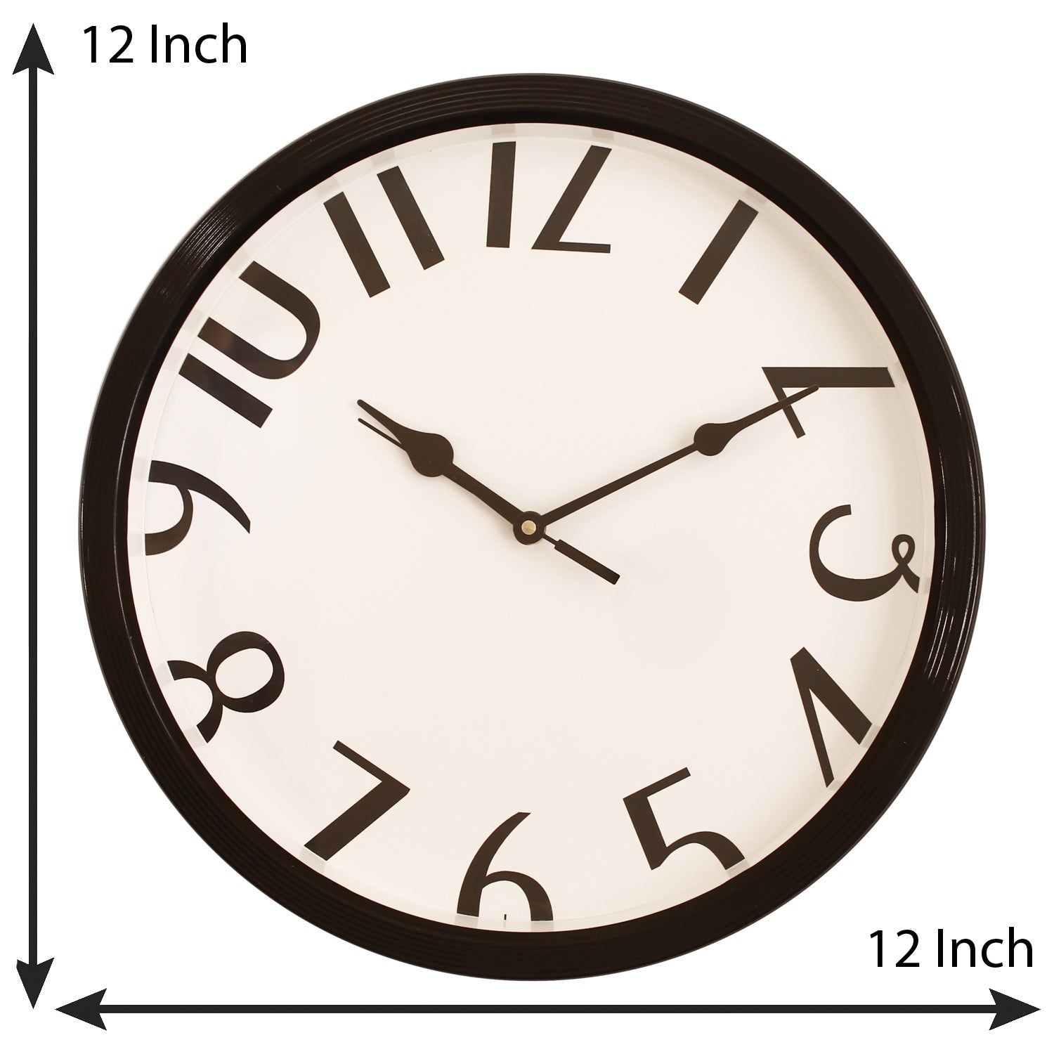 Round Designer Plastic Quartz analog wall clock (Black 32 x 32 cm) 2
