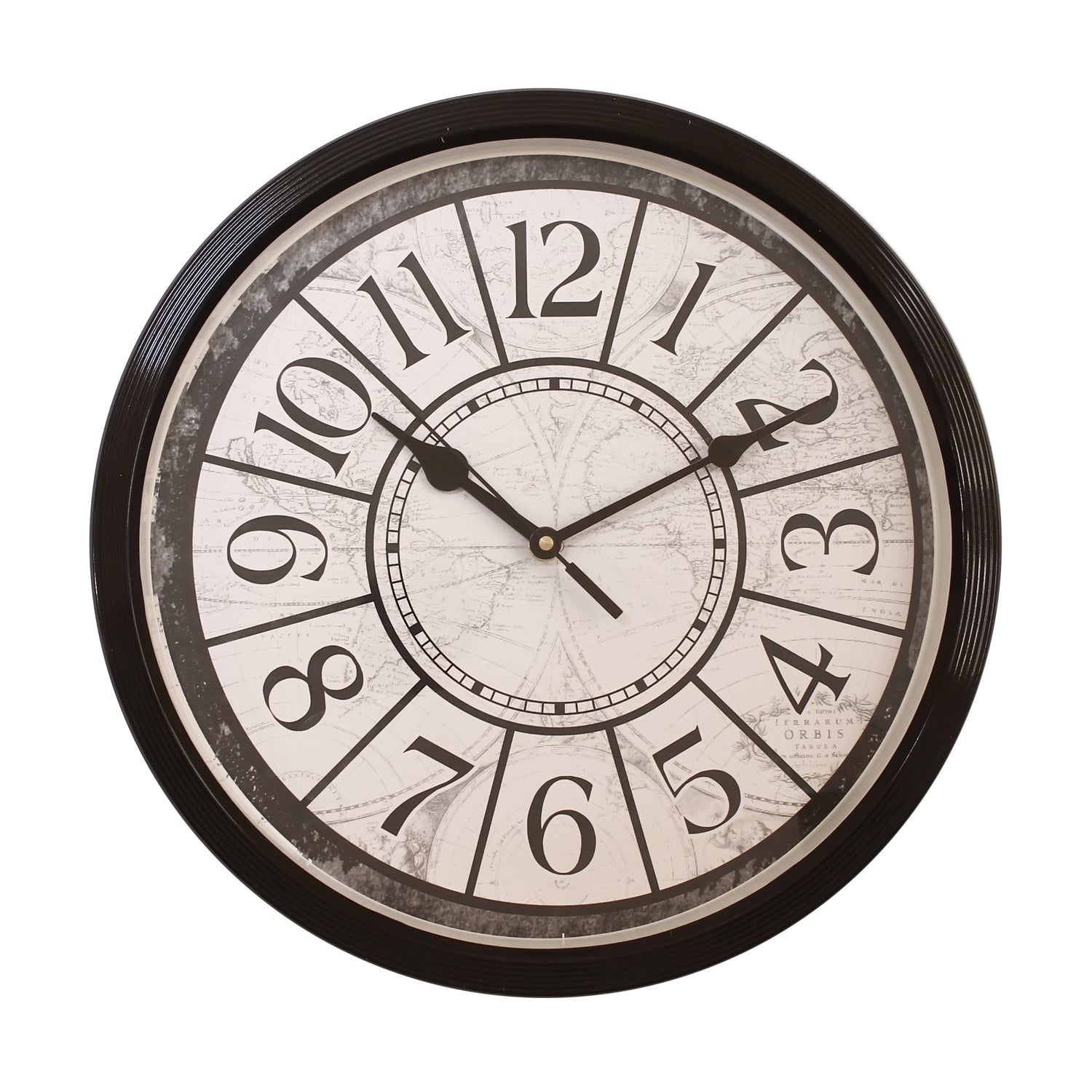 Round Antique look Plastic Quartz analog wall clock (Black 32 x 32 cm)