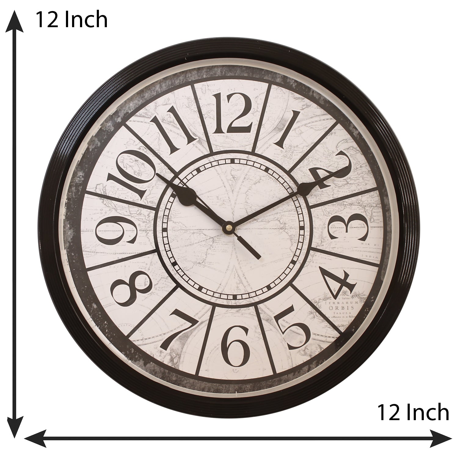 Round Antique look Plastic Quartz analog wall clock (Black 32 x 32 cm) 2