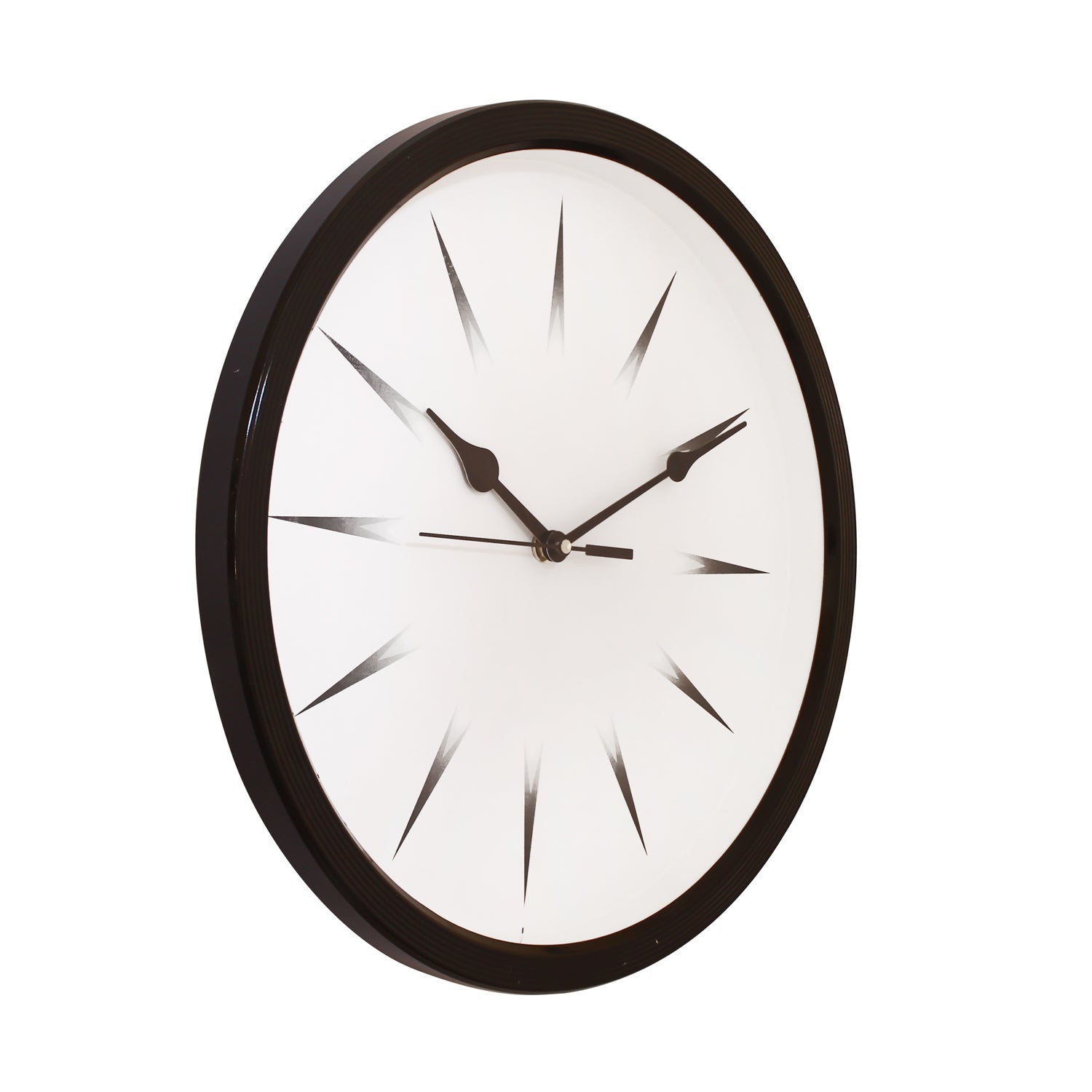 Round Designer Plastic Quartz analog wall clock (Black 32 x 32 cm) 3