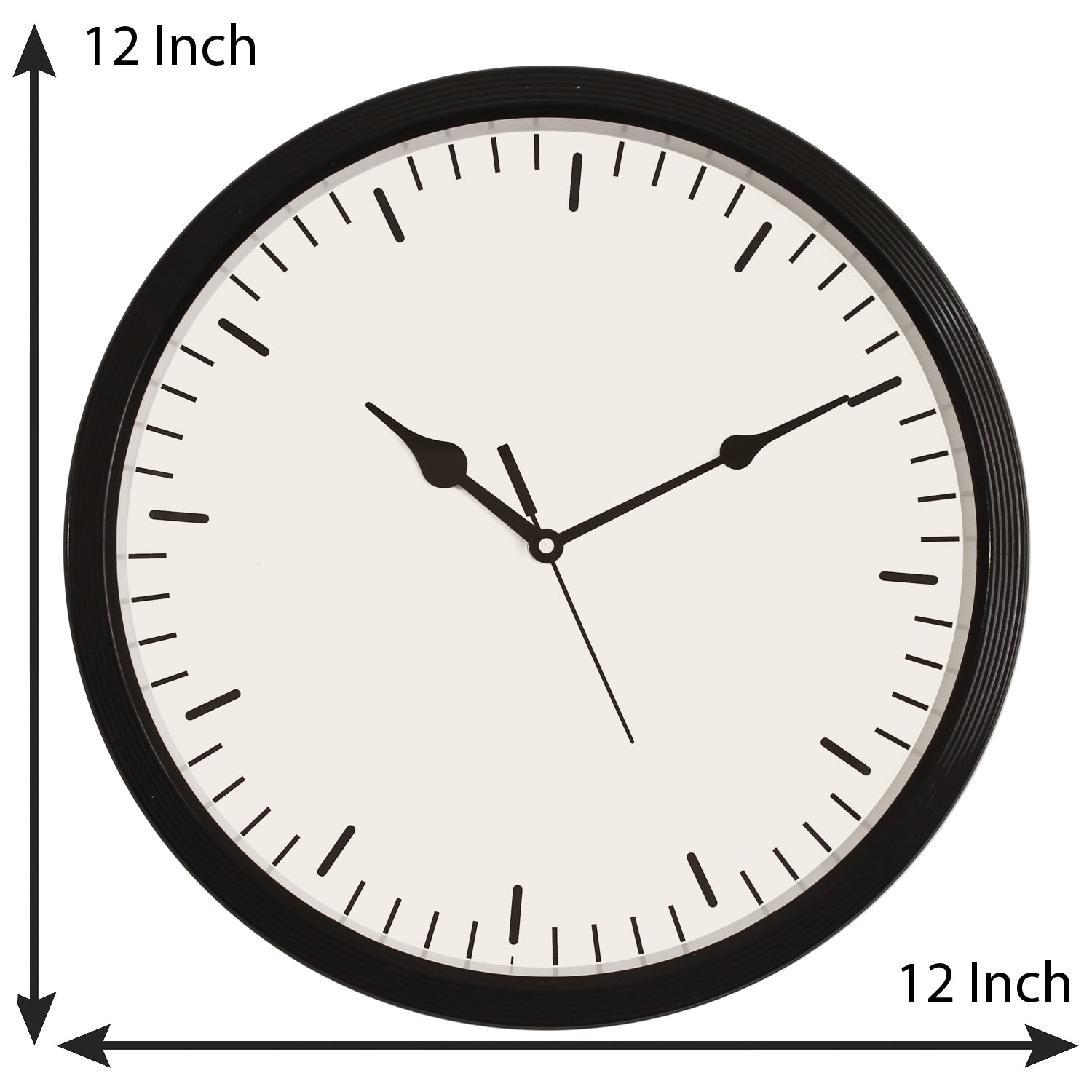 Round Designer Plastic Quartz analog wall clock (Black 32 x 32 cm) 2