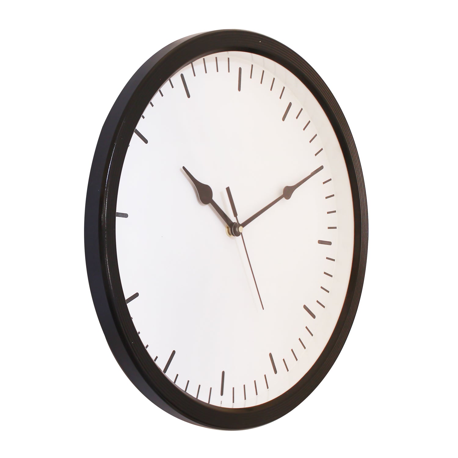 Round Designer Plastic Quartz analog wall clock (Black 32 x 32 cm) 3