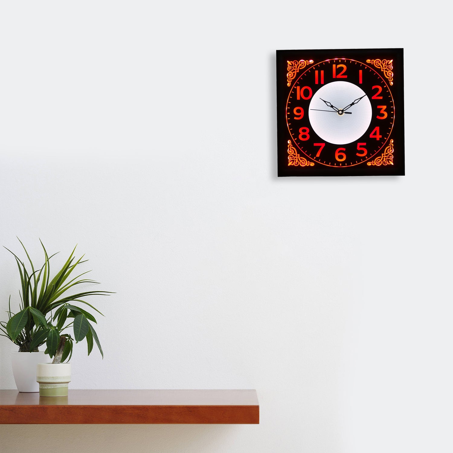 Square Shape Analog Designer Wall Clock With Led Light 1
