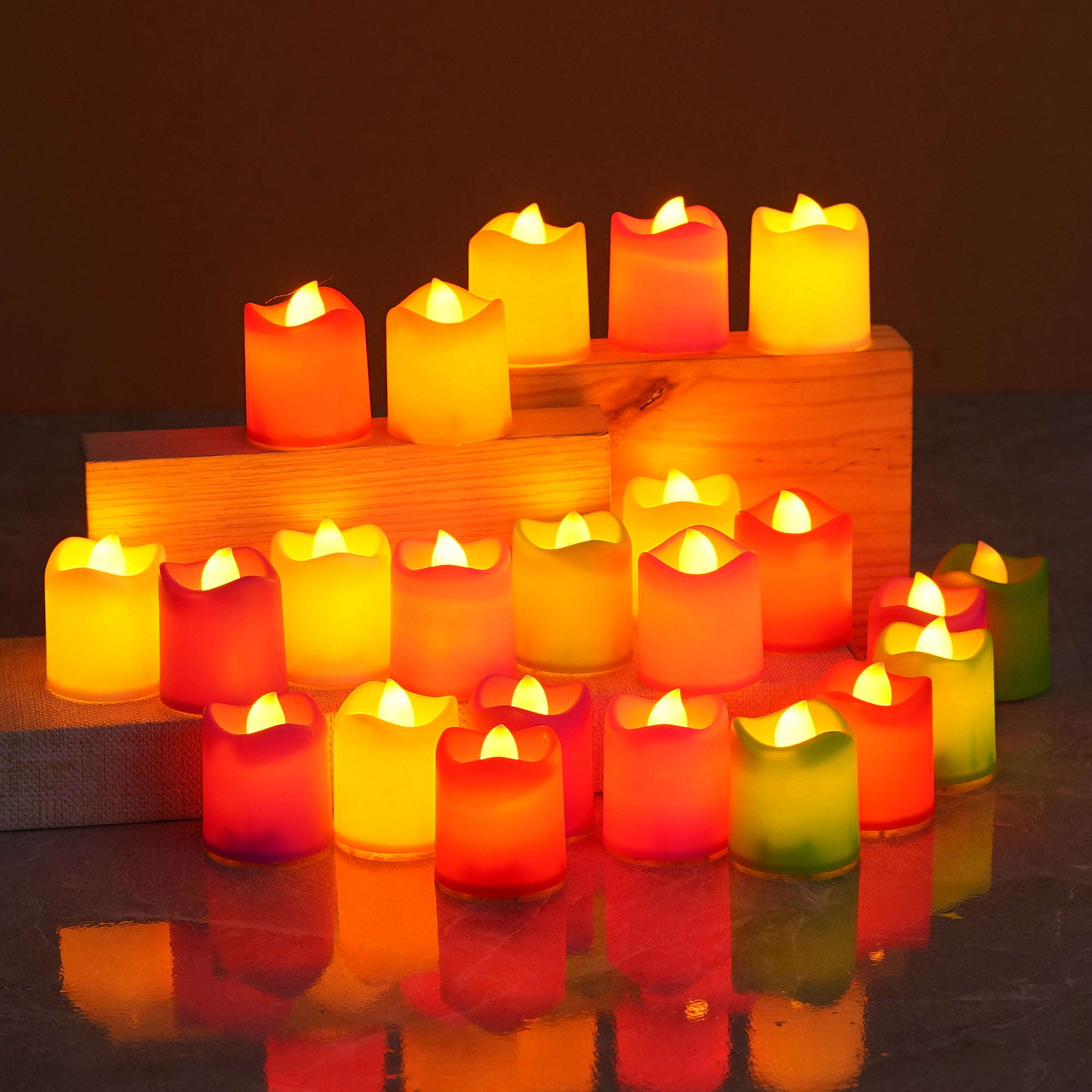 eCraftIndia Multicolor Flameless and Smokeless LED Tea Light Candles for Home Decoration (Set of 24) 7