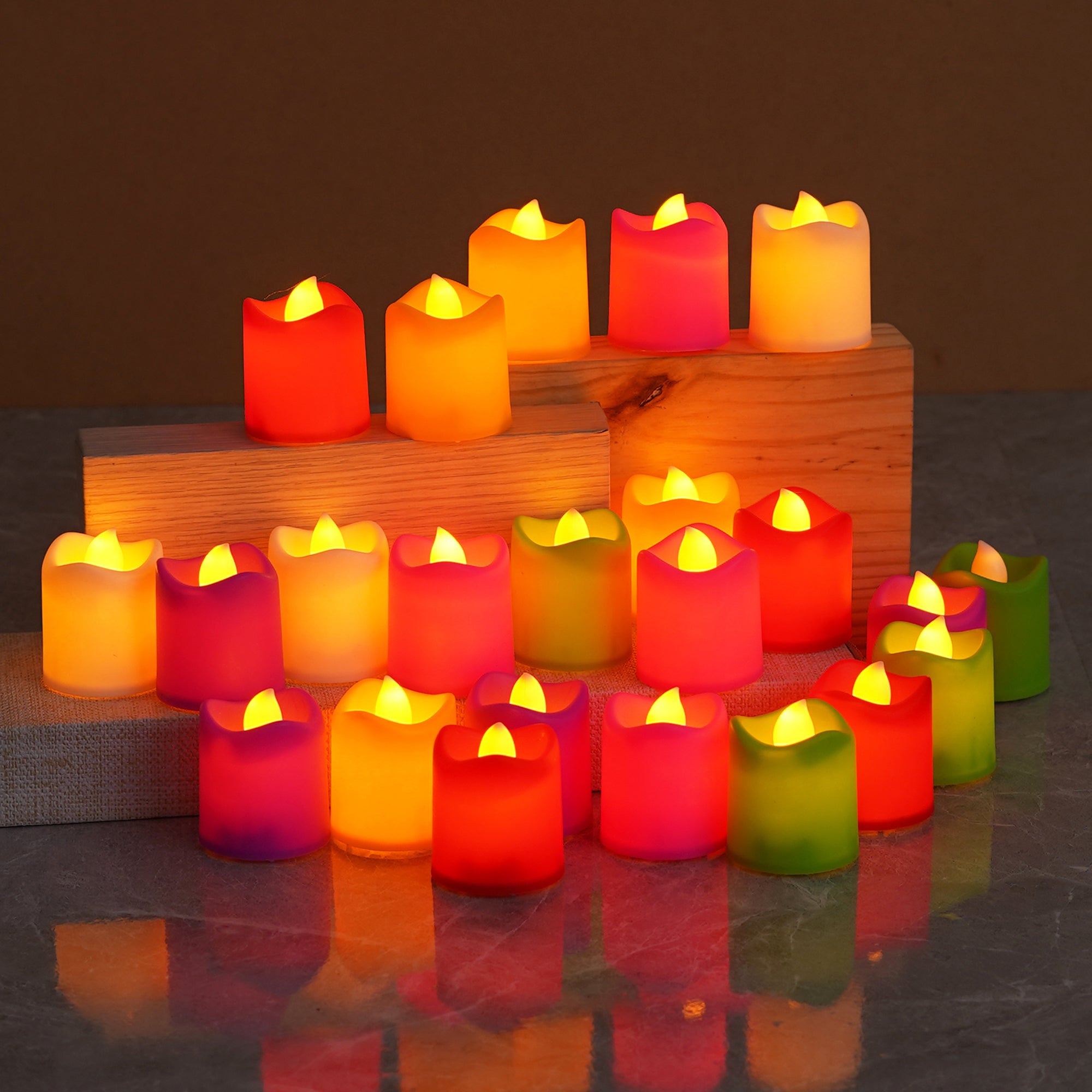eCraftIndia Multicolor Flameless and Smokeless LED Tea Light Candles for Home Decoration (Set of 24) 8