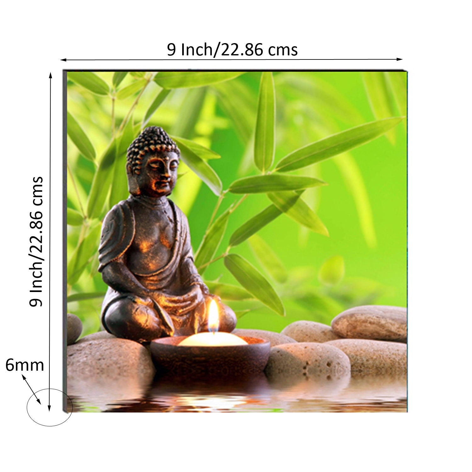 Meditating Lord Buddha Painting With Candle Digital Printed Religious Wall Art 2