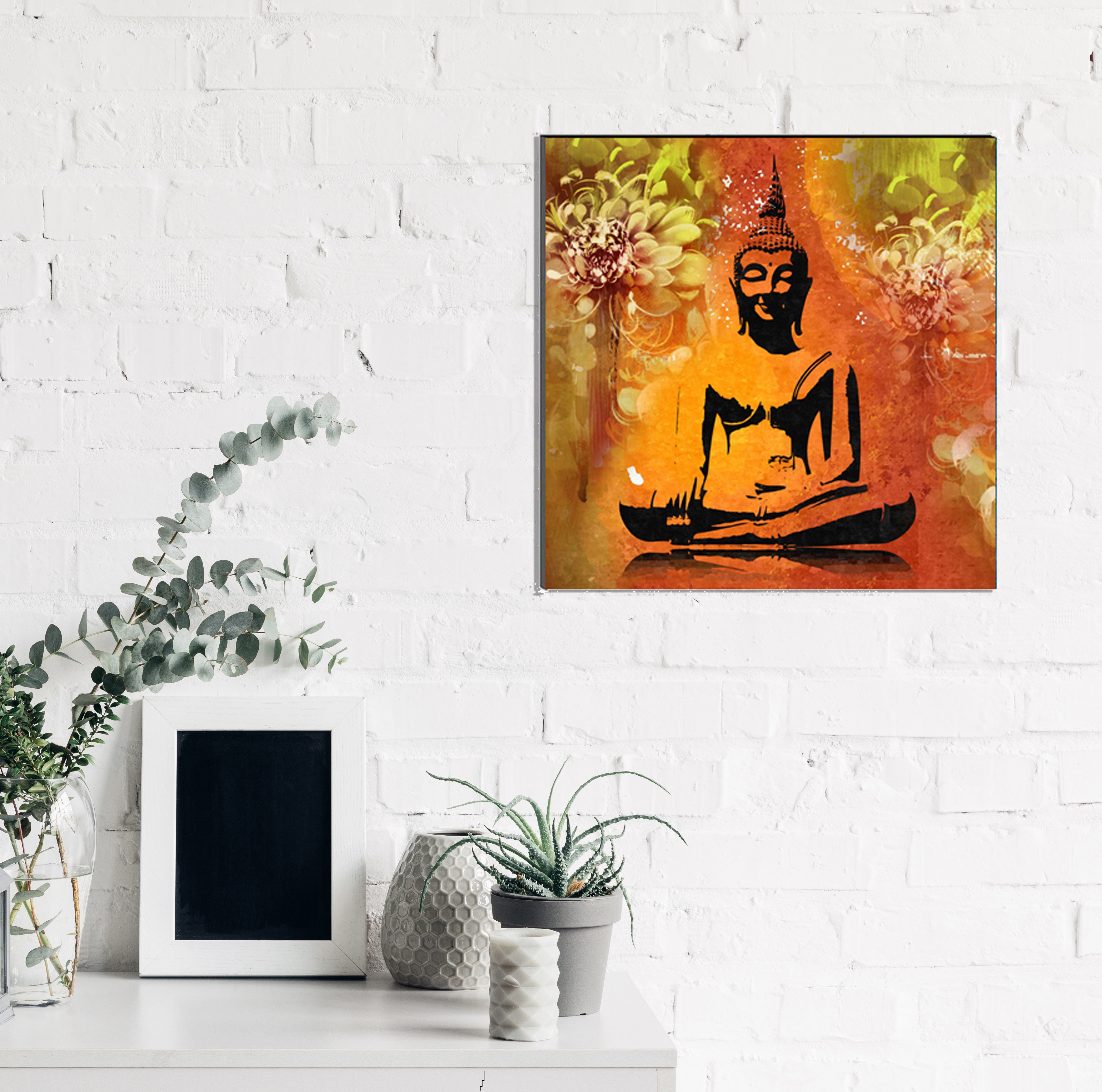 Meditating Lord Buddha Painting Digital Printed Religious Wall Art 1
