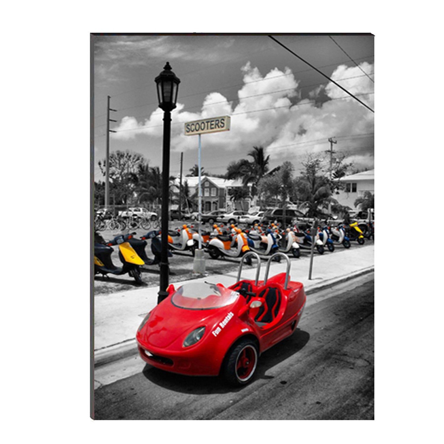 6MM MDF Red Antique Car Satin Matt Texture UV Art Painting