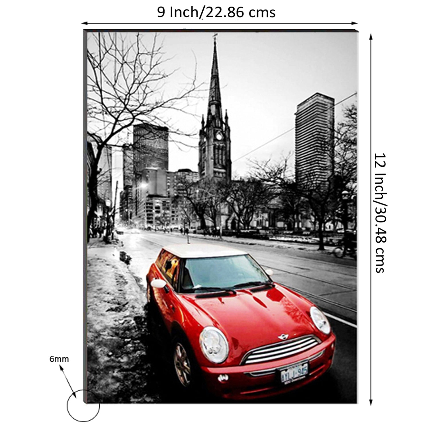 6MM MDF Red Antique Car Satin Matt Texture UV Art Painting 2