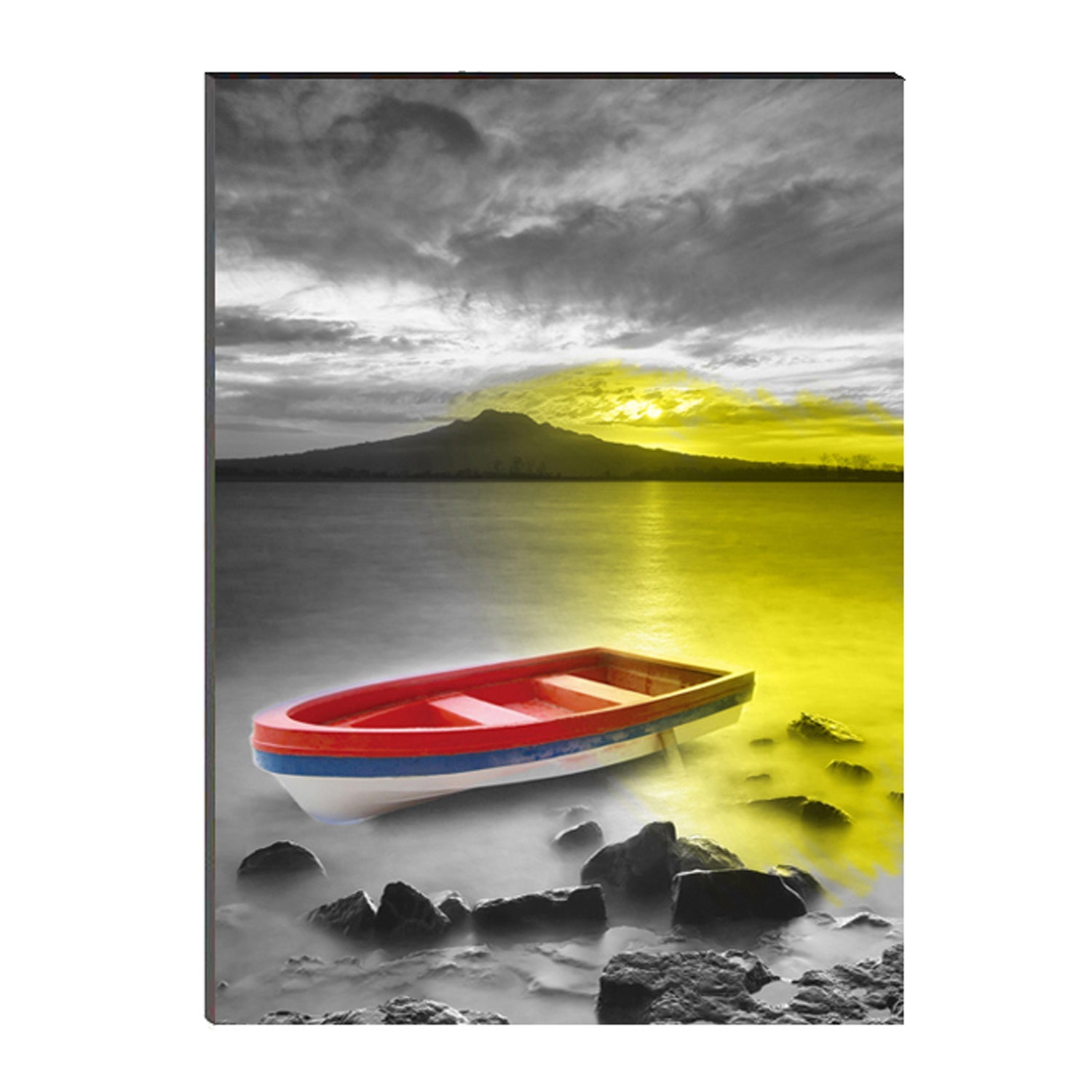 6MM MDF Colorful River Side Parked Boat Satin Matt Texture UV Art Painting