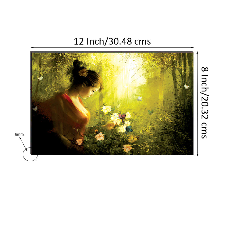 6MM MDF Women Picking Flower Satin Matt Texture UV Art Painting 2