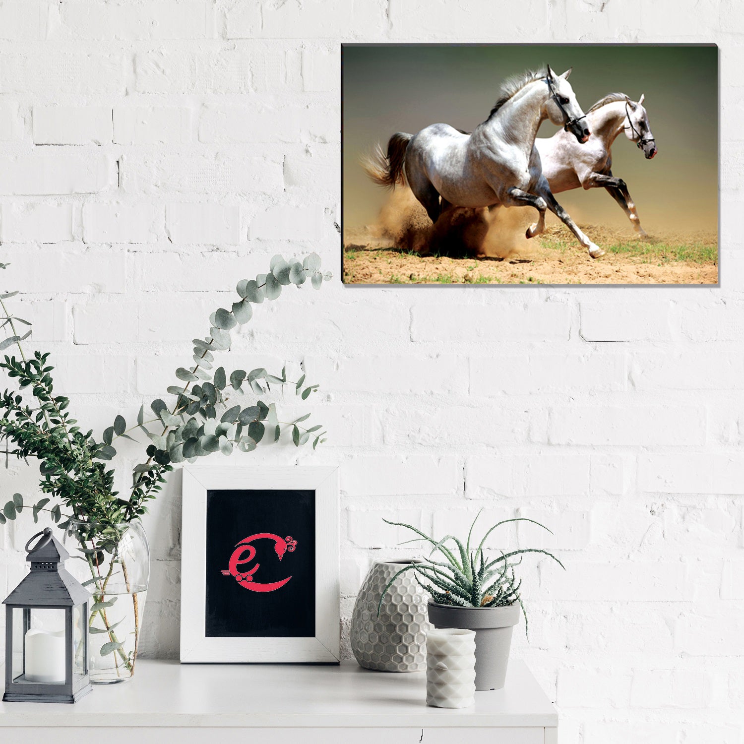 6MM MDF Running White Horses Satin Matt Texture UV Art Painting 1