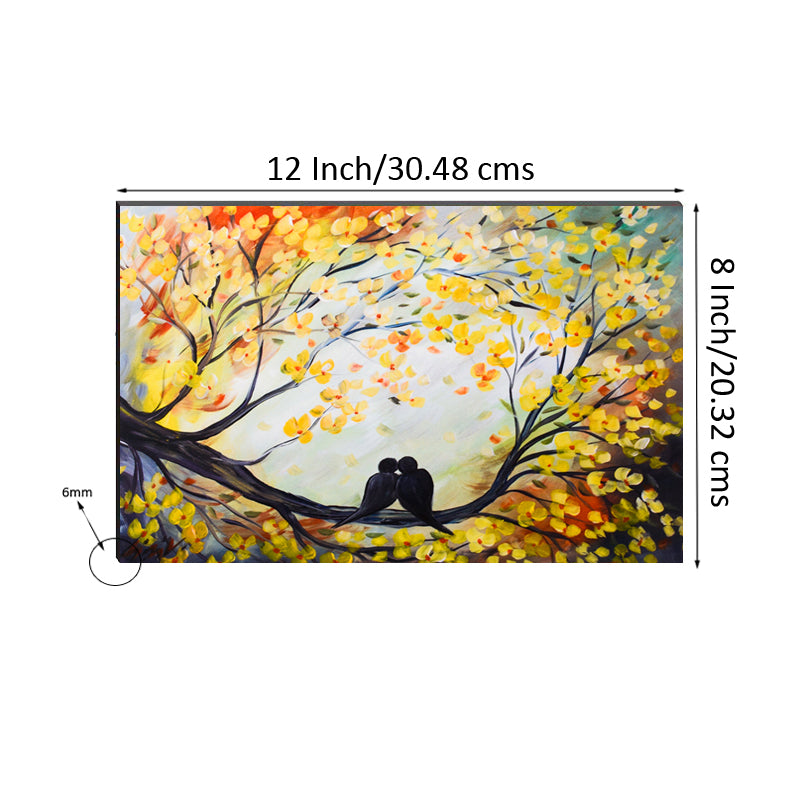 6MM MDF Kissing Love Birds on Tree Branch Satin Matt Texture UV Art Painting 2