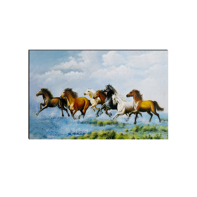 6MM MDF Running 7 Lucky Horses Satin Matt Texture UV Art Painting