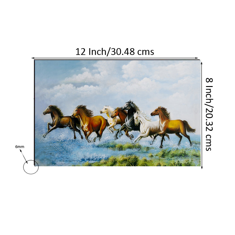 6MM MDF Running 7 Lucky Horses Satin Matt Texture UV Art Painting 2
