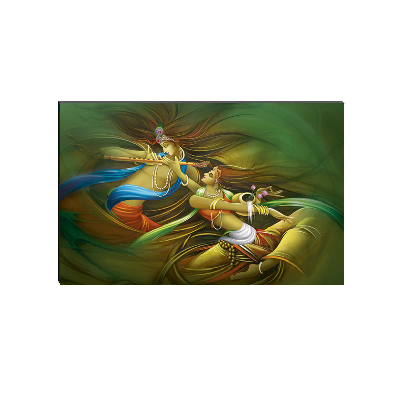 6MM MDF Radha Krishna Playing Flute Satin Matt Texture UV Art Painting