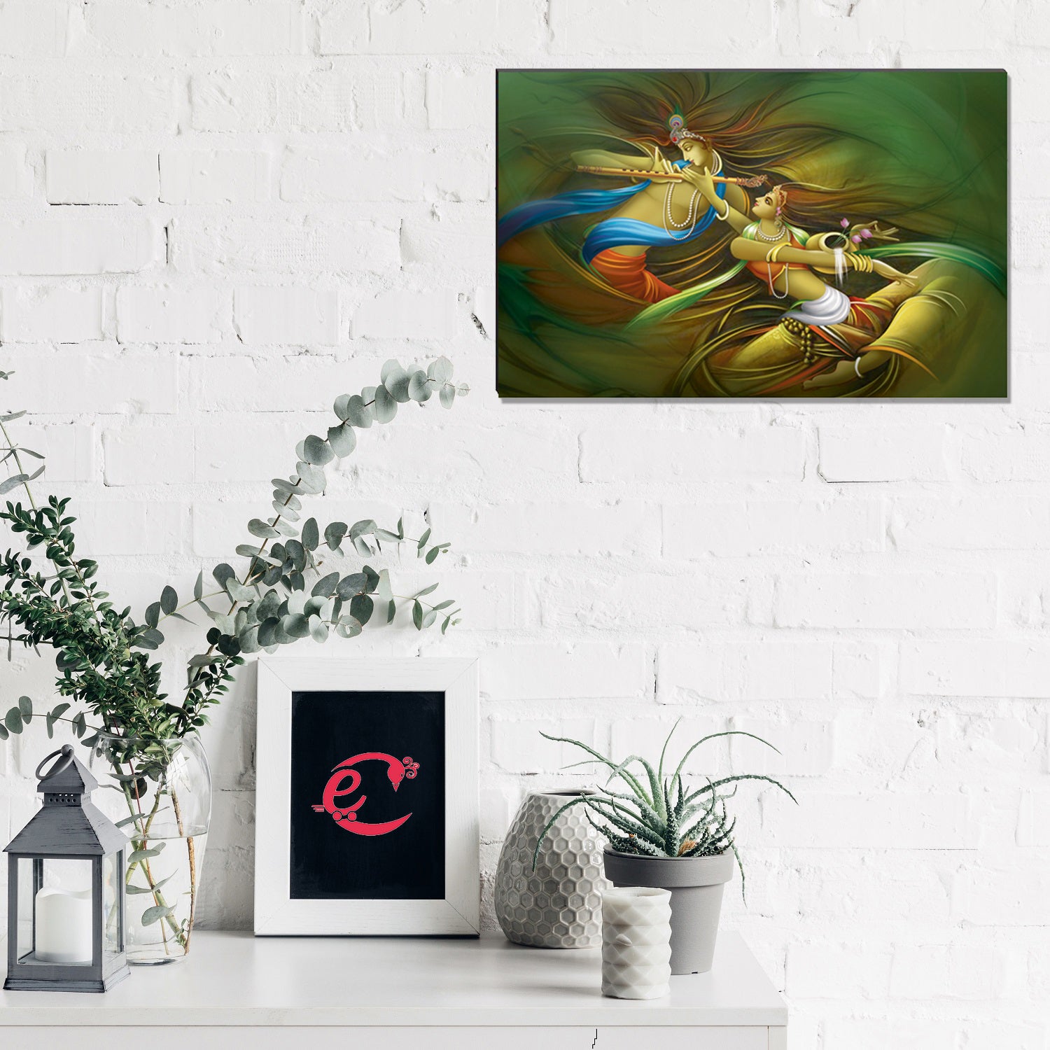 6MM MDF Radha Krishna Playing Flute Satin Matt Texture UV Art Painting 1