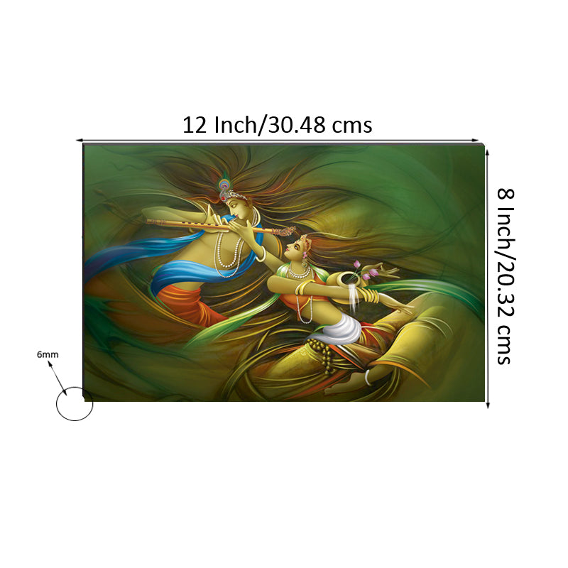 6MM MDF Radha Krishna Playing Flute Satin Matt Texture UV Art Painting 2