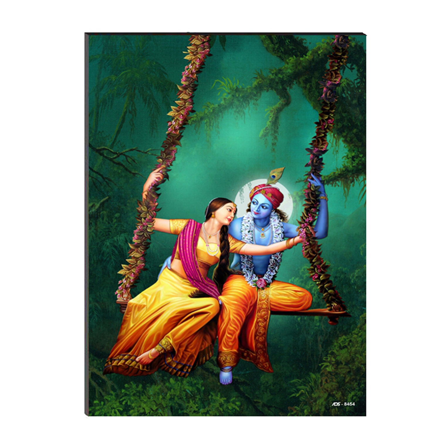 Beautiful Radha Krishna On Swing Wall Painting Digital Printed Religious Art