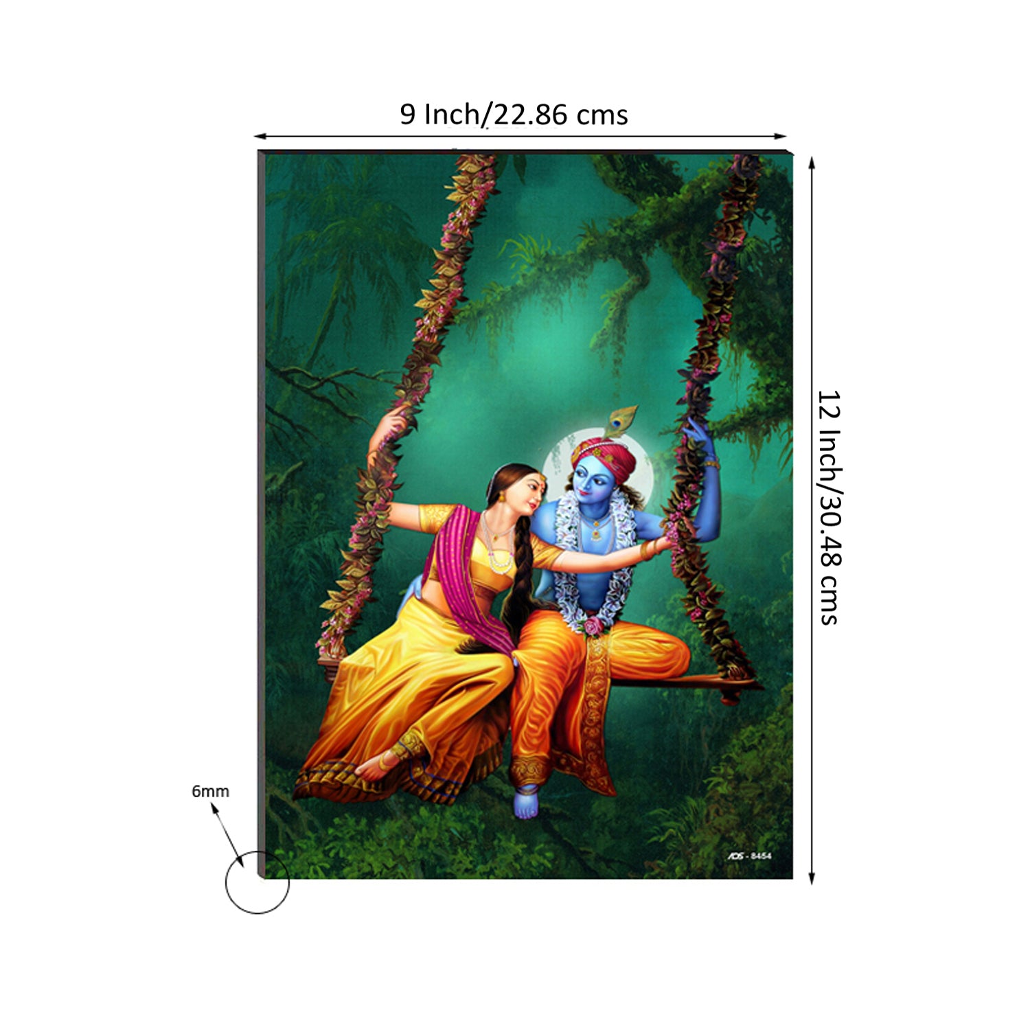 Beautiful Radha Krishna On Swing Wall Painting Digital Printed Religious Art 2