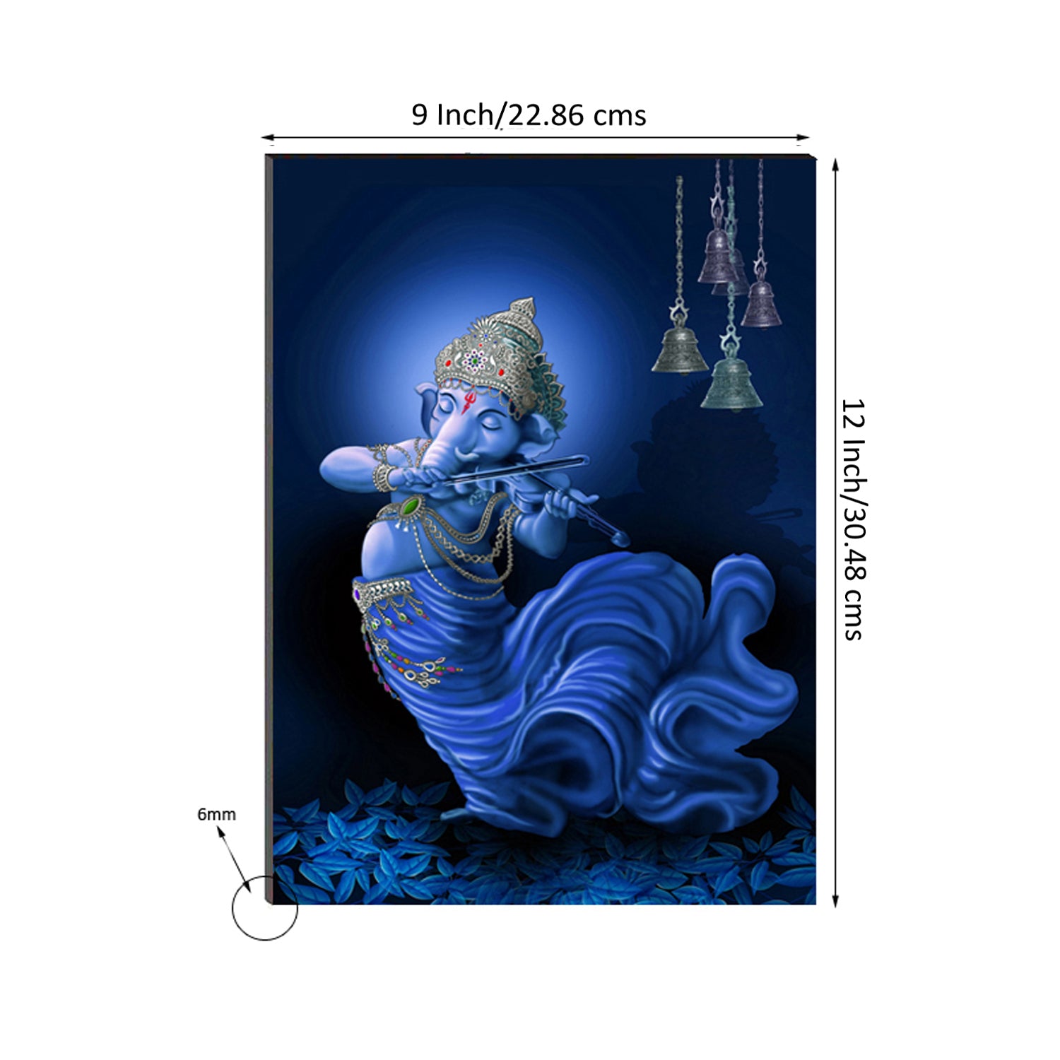6MM MDF Lord Ganesha Playing Violin Satin Matt Texture UV Art Painting 2