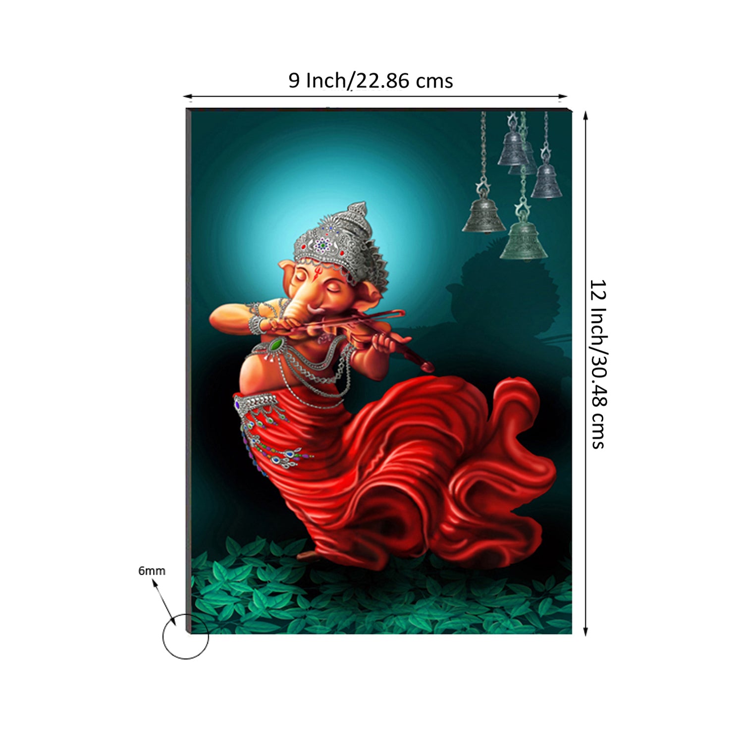 6MM MDF Lord Ganesha Playing Violin Satin Matt Texture UV Art Painting 2