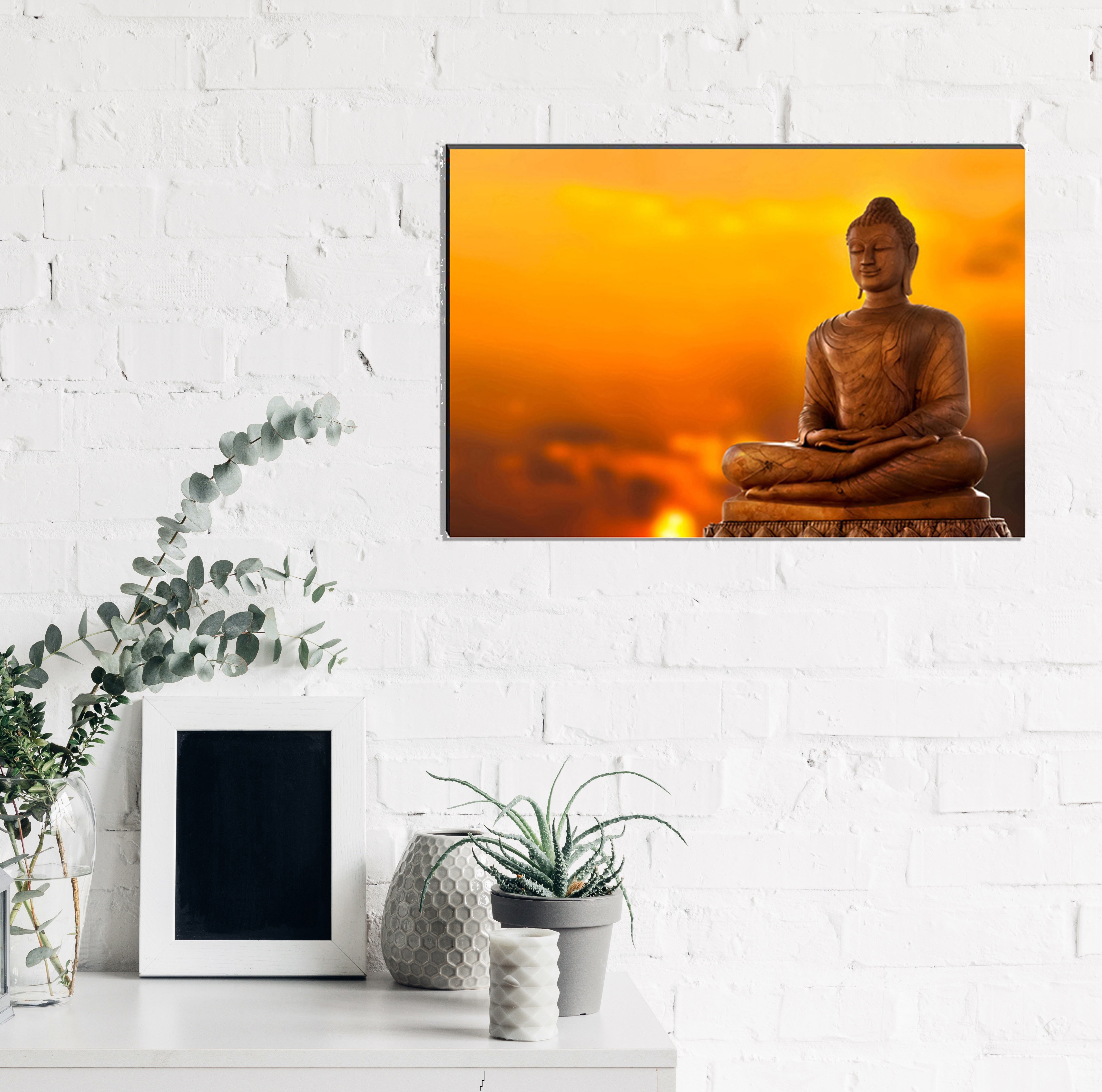 6MM MDF Meditating Lord Buddha Satin Matt Texture UV Art Painting 1