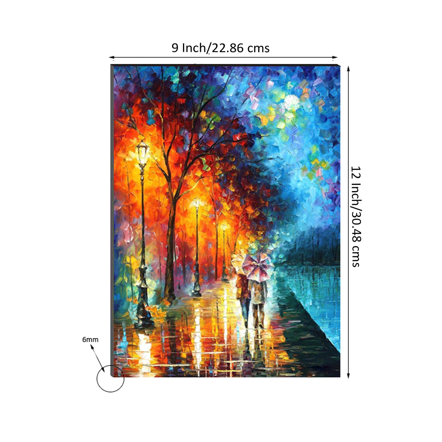 6MM MDF Couple with Umbrella in Rain Satin Matt Texture UV Art Painting 2
