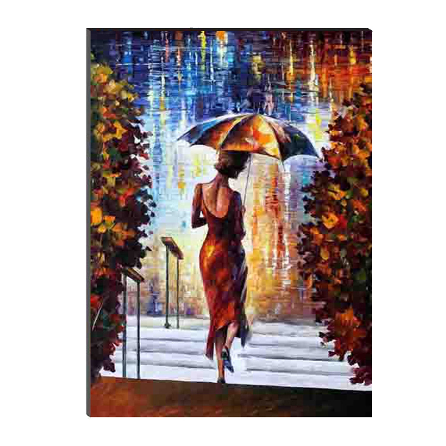 6MM MDF Lady with Umbrella in Rain Satin Matt Texture UV Art Painting