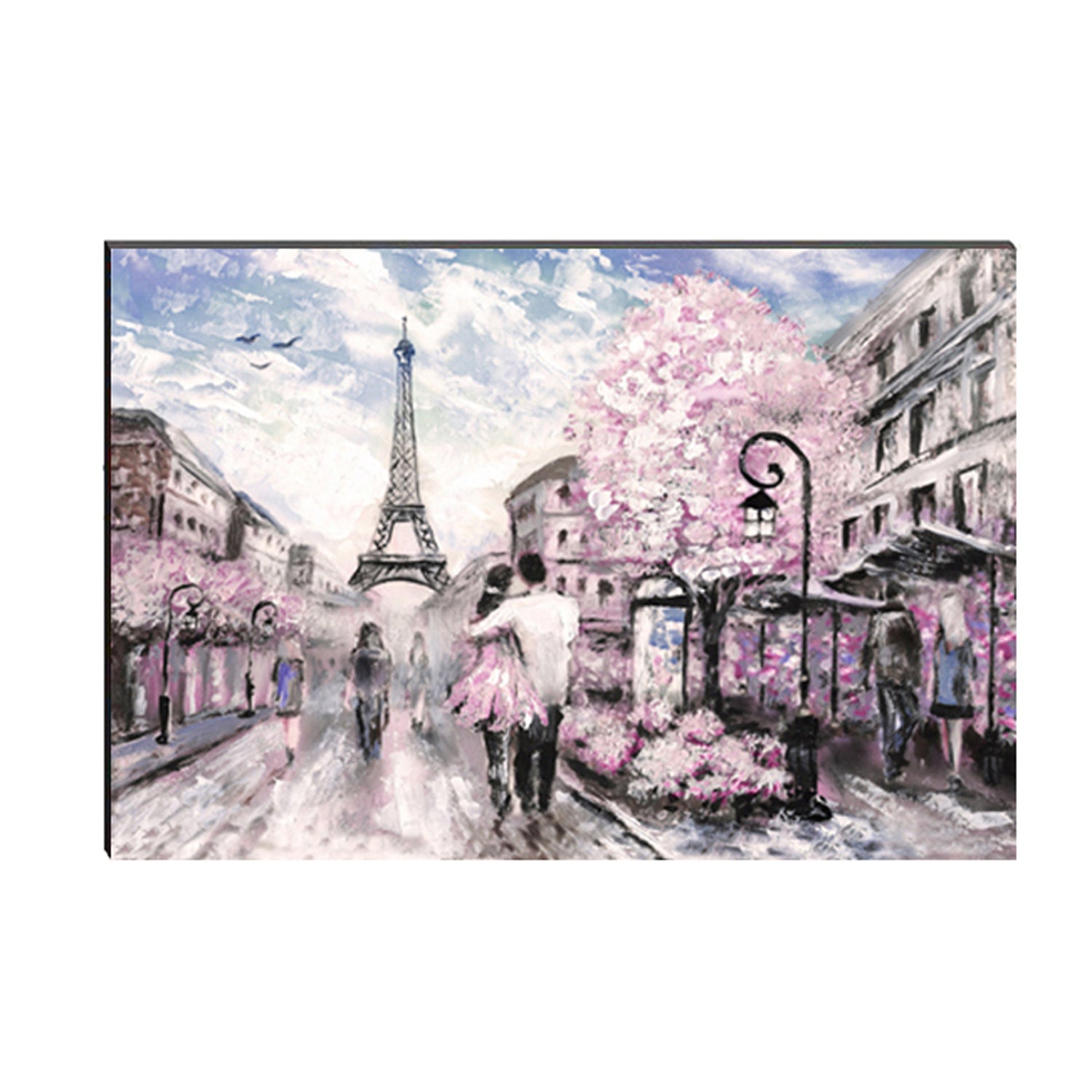 6MM MDF Couple walking in front of Eiffel Tower Satin Matt Texture UV Art Painting