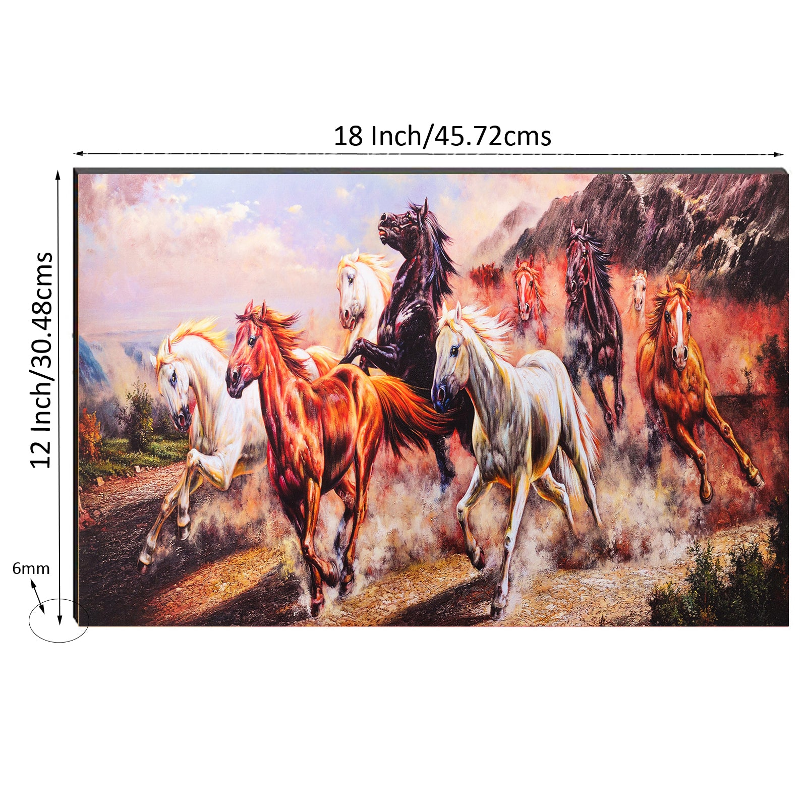 6MM MDF Lucky 7 Running Horses Satin Matt Texture UV Art Painting 2