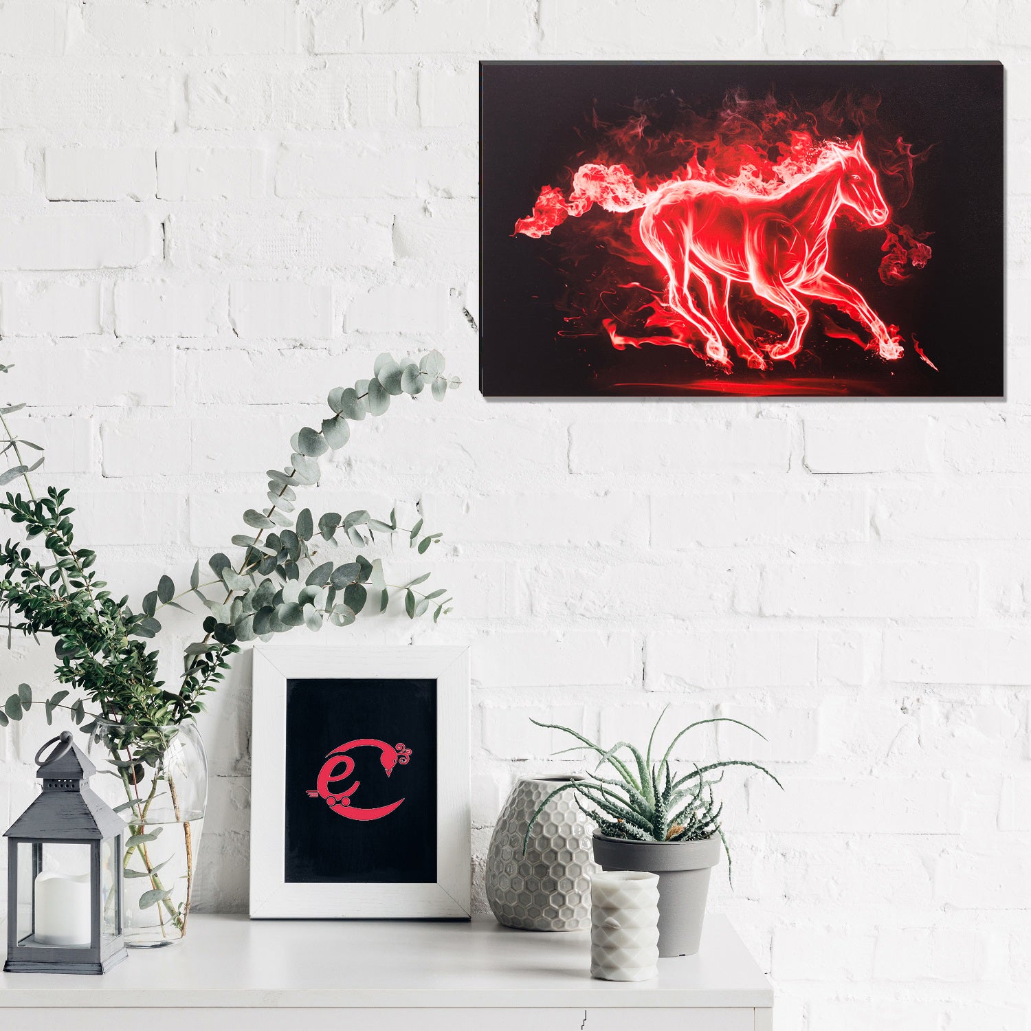 6MM MDF Red Running Horse Satin Matt Texture UV Art Painting 1