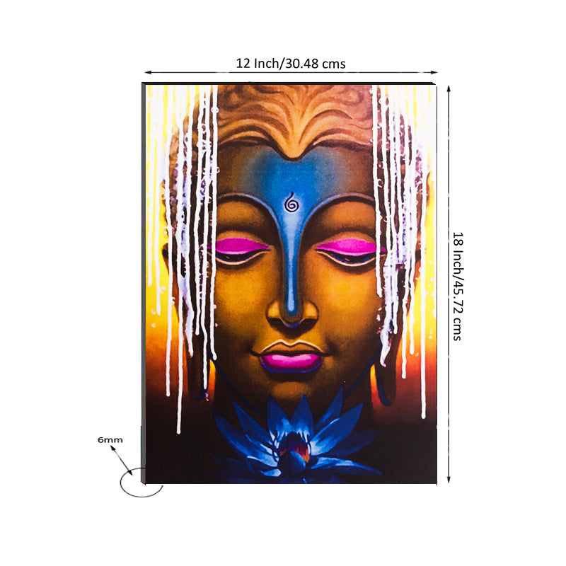 6MM MDF Meditating Lord Buddha Satin Matt Texture UV Art Painting 2