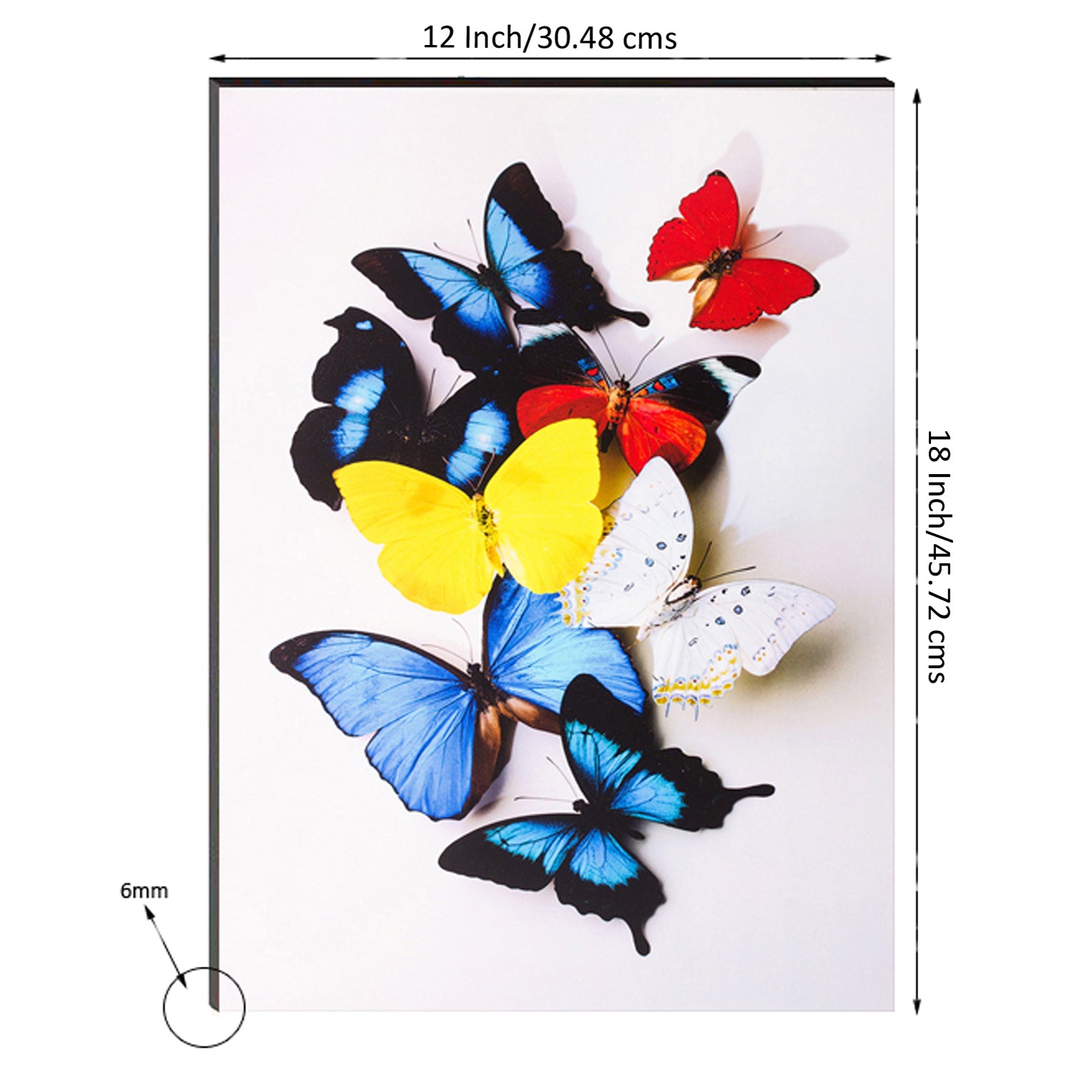 6MM MDF Colorful Butterflies Satin Matt Texture UV Art Painting 2