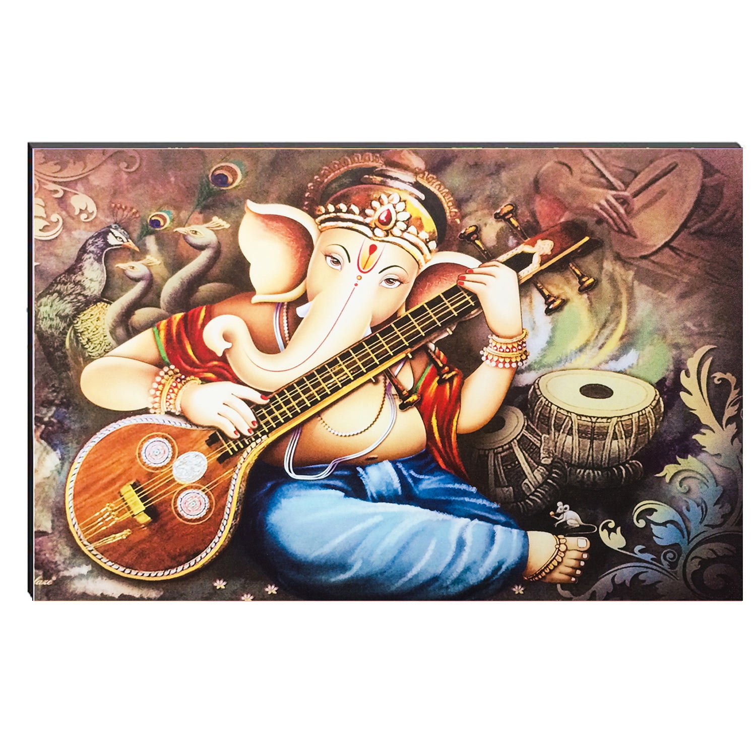 6MM MDF Lord Ganesha Playing Sitar Satin Matt Texture UV Art Painting