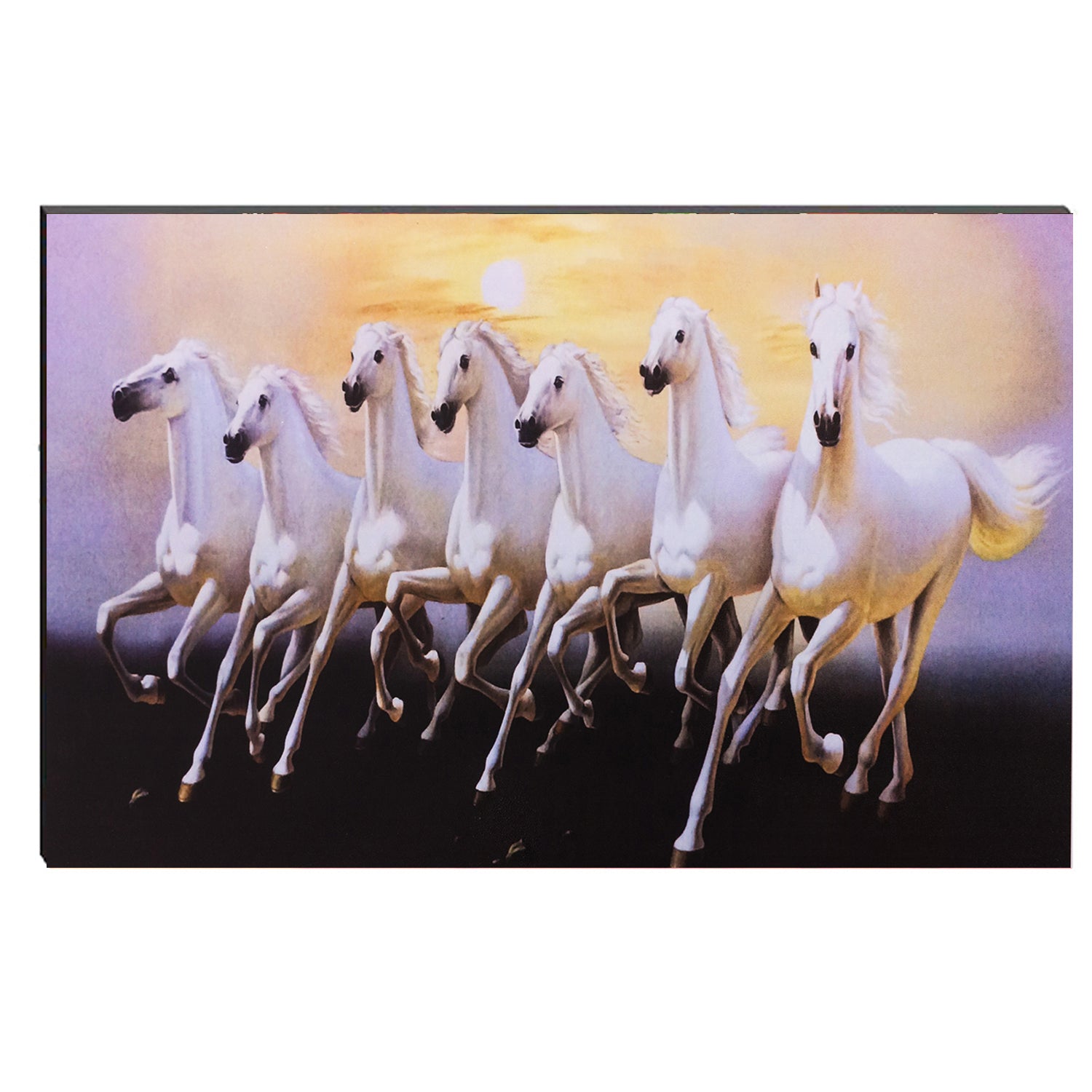 6MM MDF 7 Lucky Running Horses Satin Matt Texture UV Art Painting
