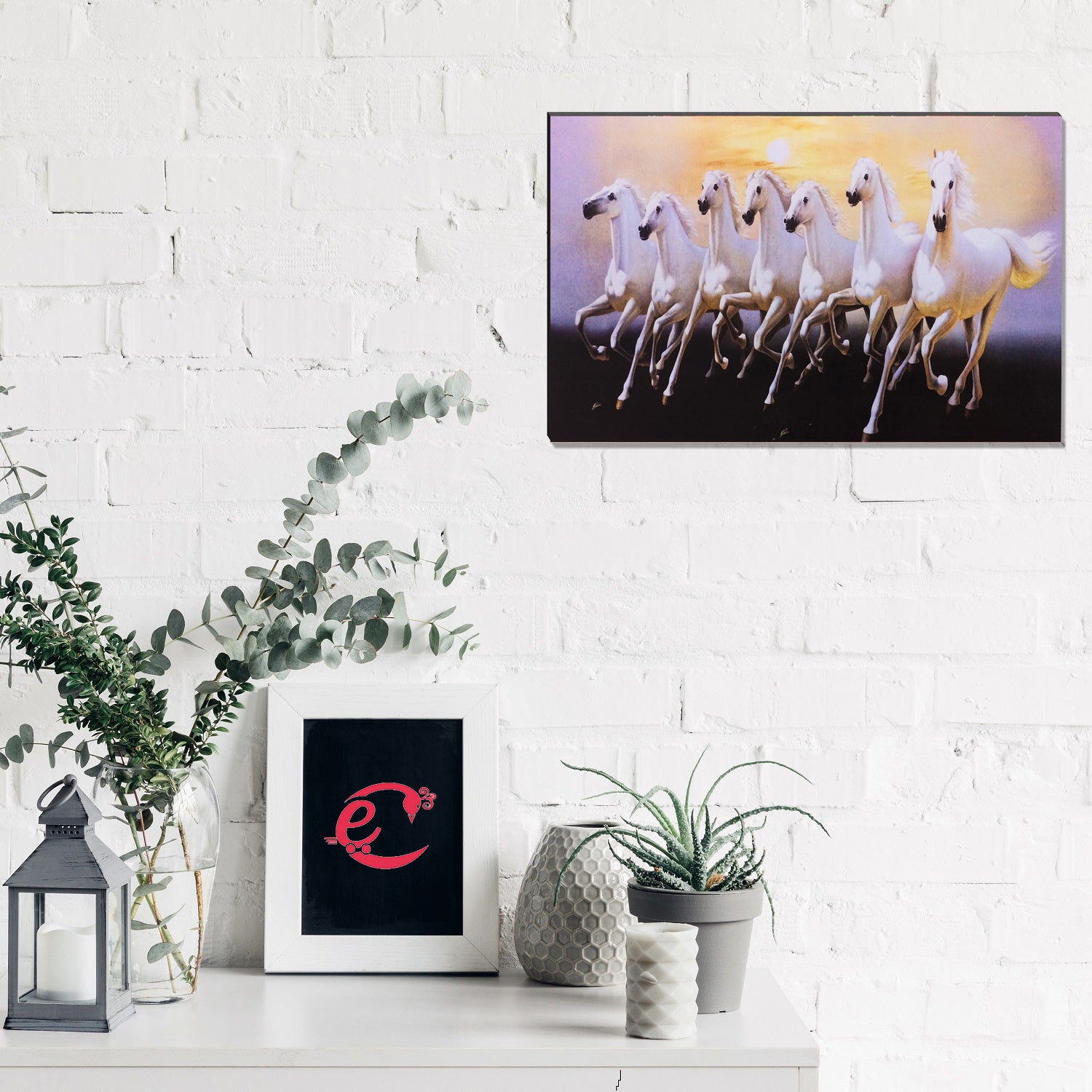 6MM MDF 7 Lucky Running Horses Satin Matt Texture UV Art Painting 1