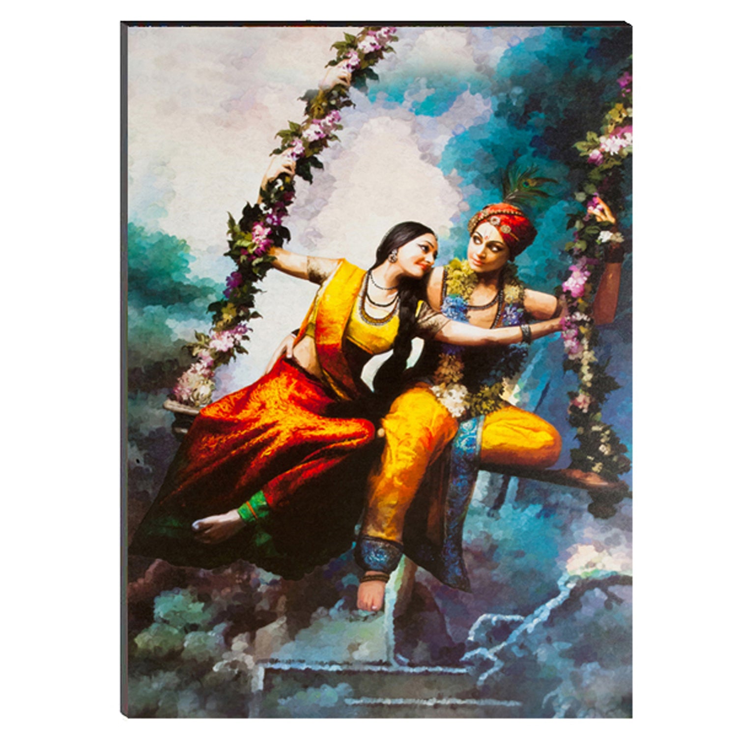 6MM MDF Radha Krishna on Swing Satin Matt Texture UV Art Painting