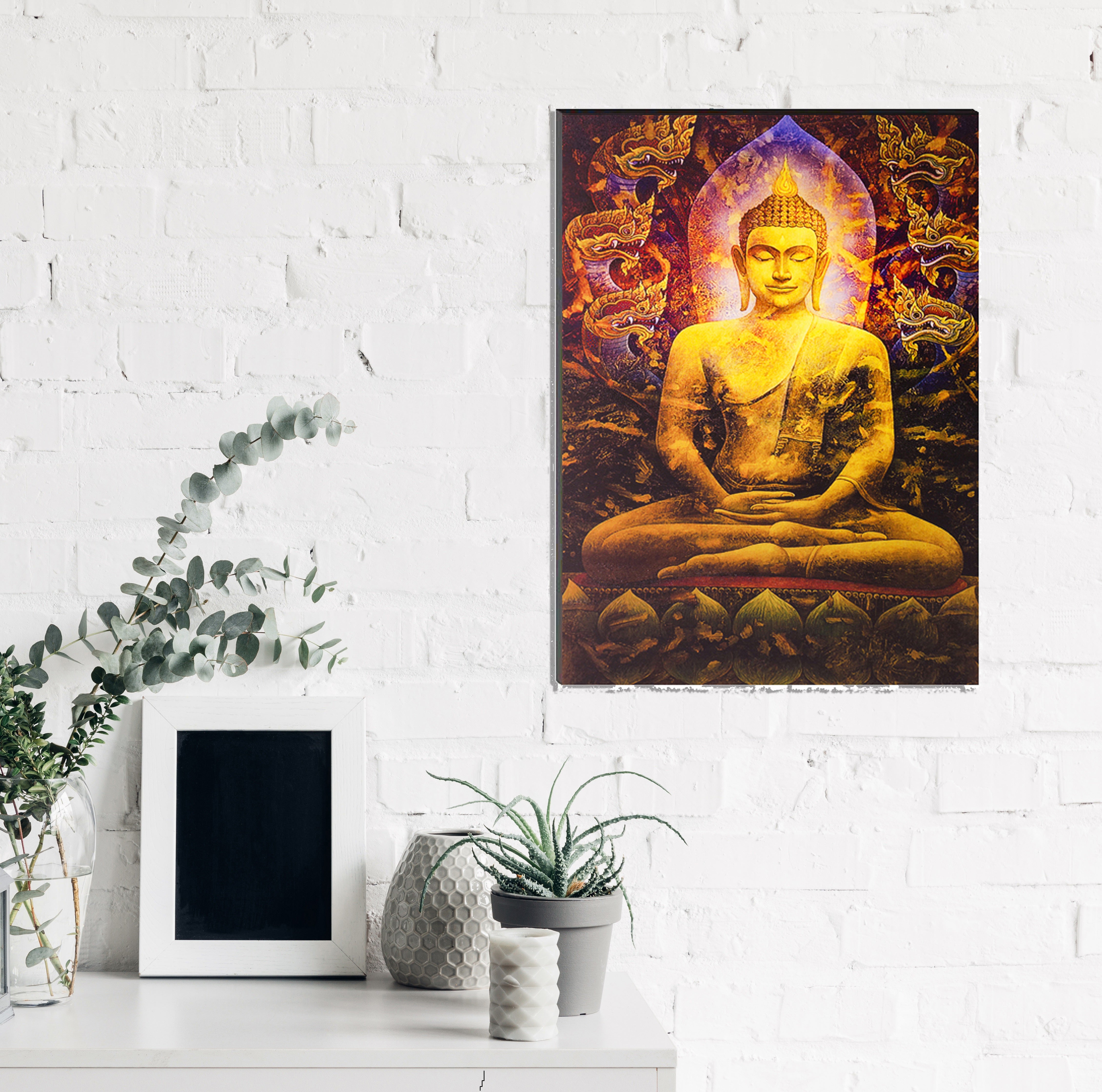 6MM MDF Spiritual Lord Buddha Satin Matt Texture UV Art Painting 1