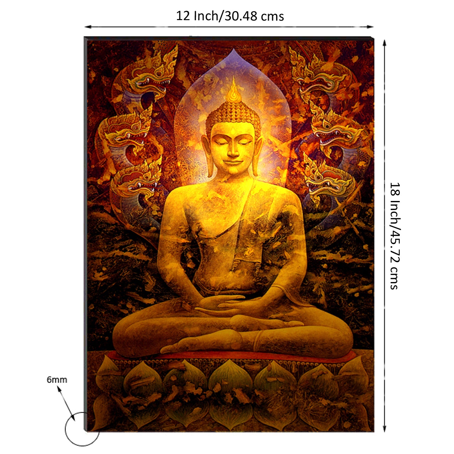 6MM MDF Spiritual Lord Buddha Satin Matt Texture UV Art Painting 2