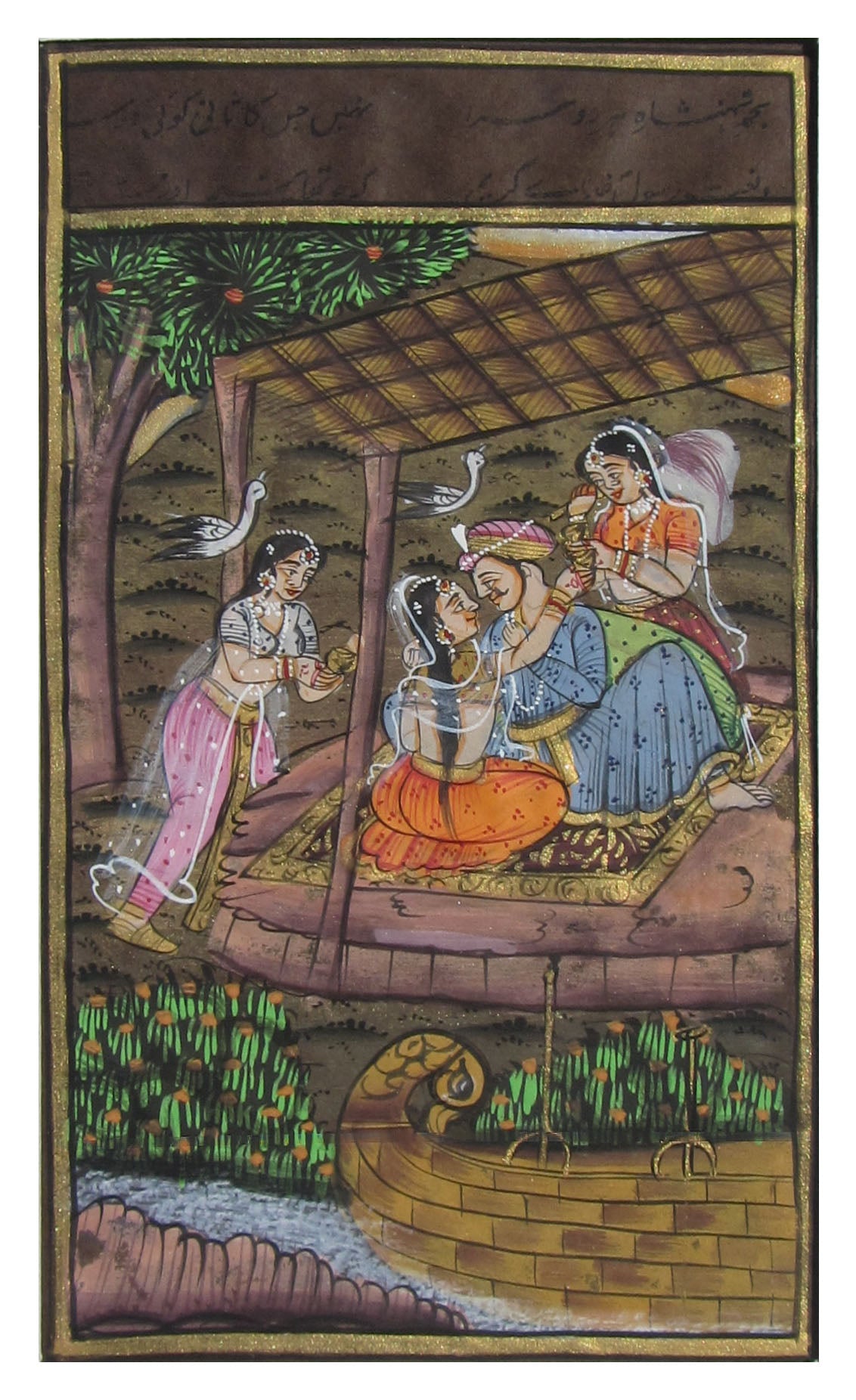 Royal Couple Mughal Miniature Original Art Paper Painting
