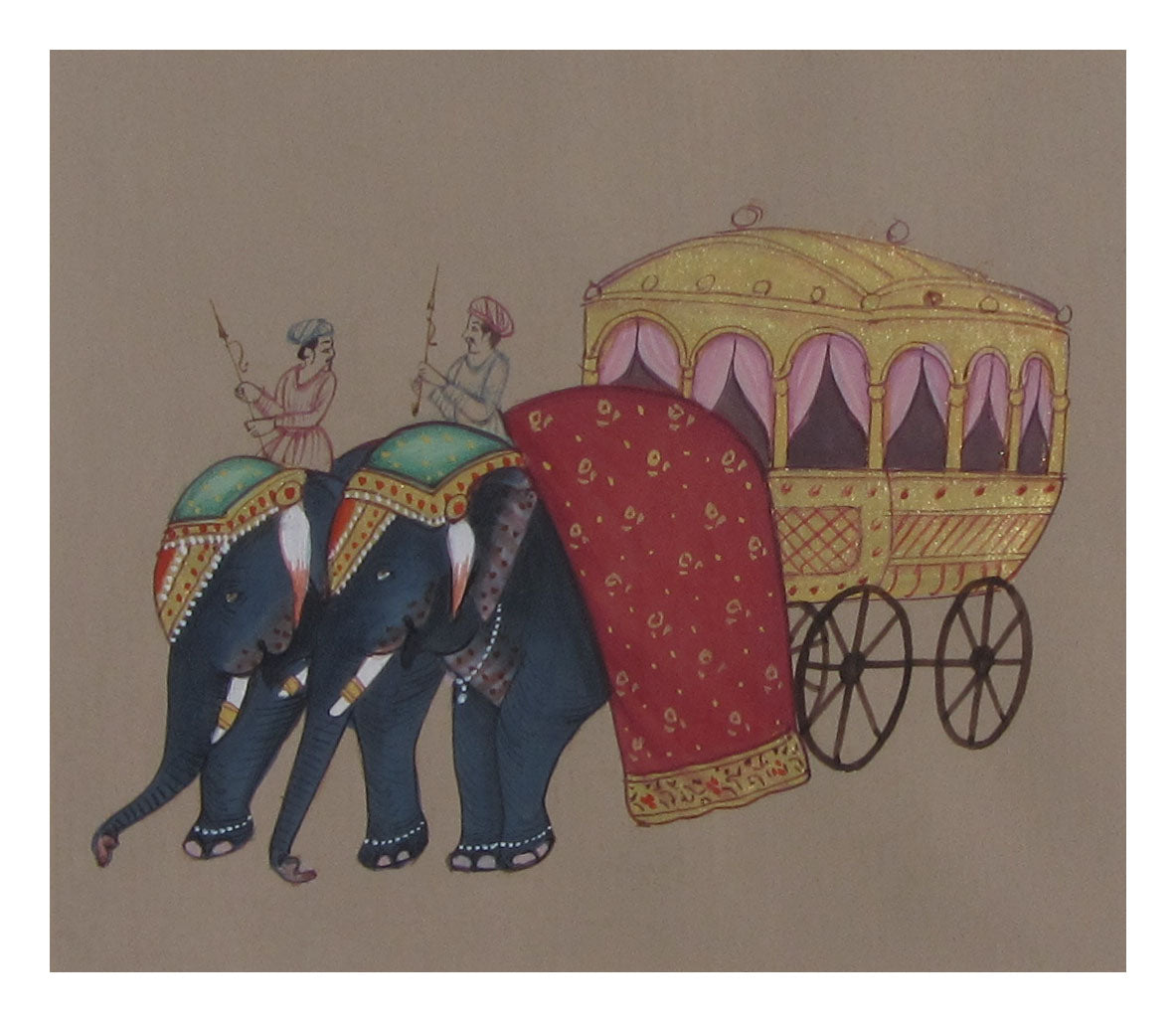 Royal Elephant Cart Original Art Paper Painting
