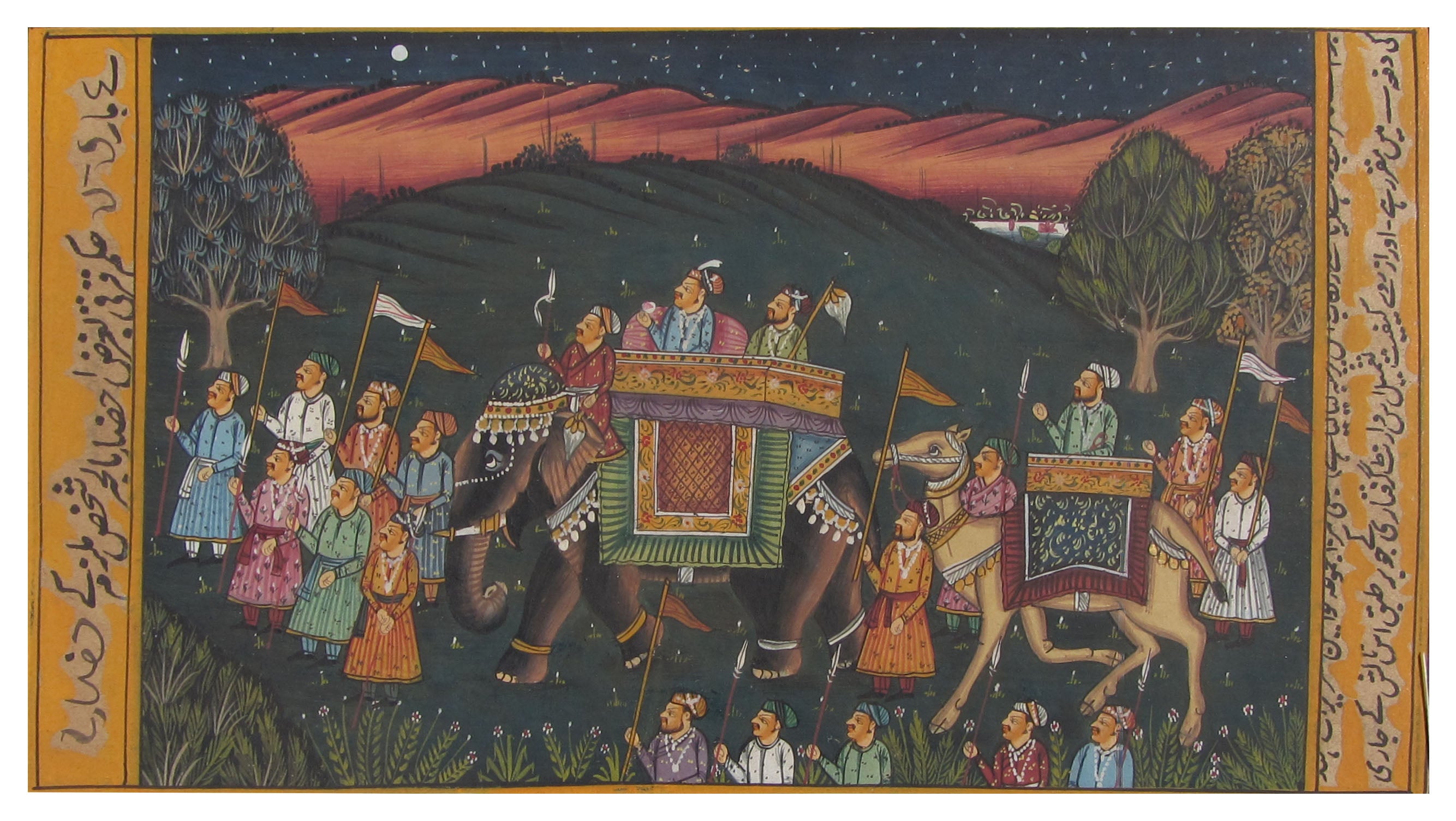 Mughal King with his Convoy Original Art Paper Painting