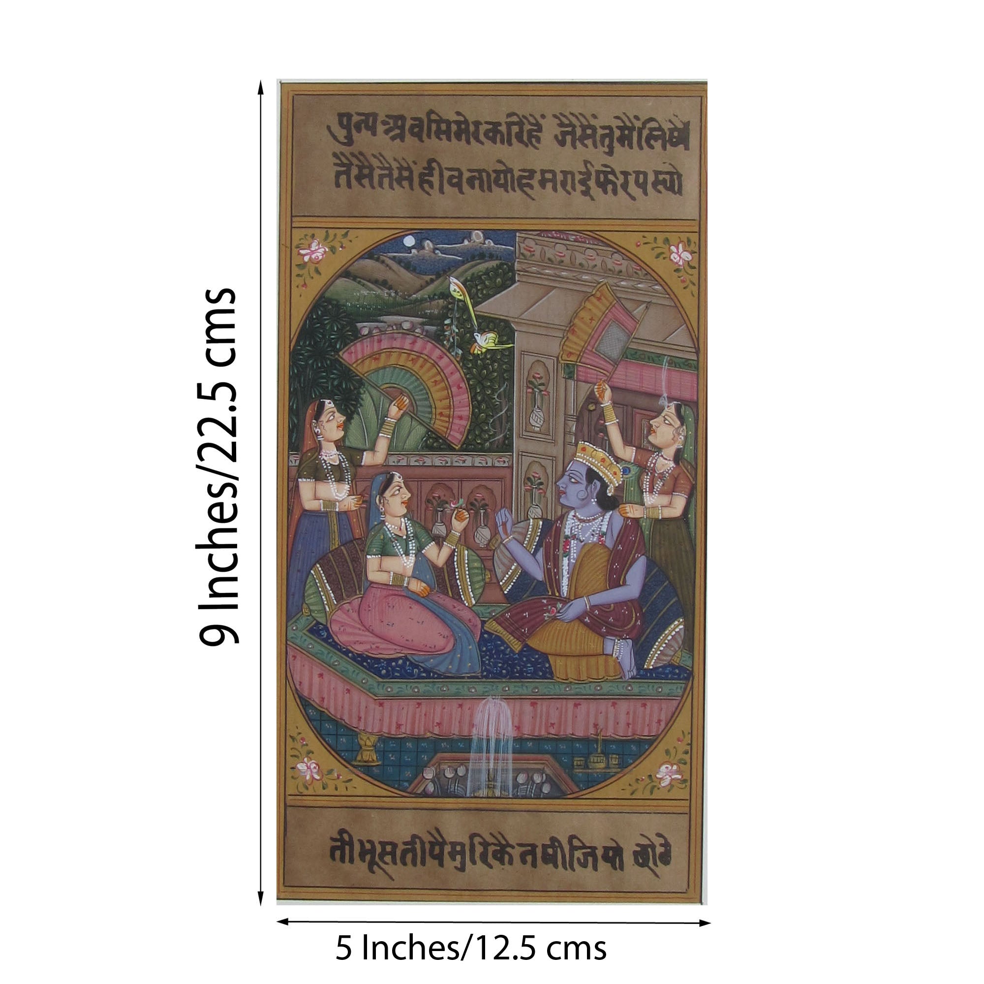 Krishna with Radha and Gopis Original Art Paper Painting 1
