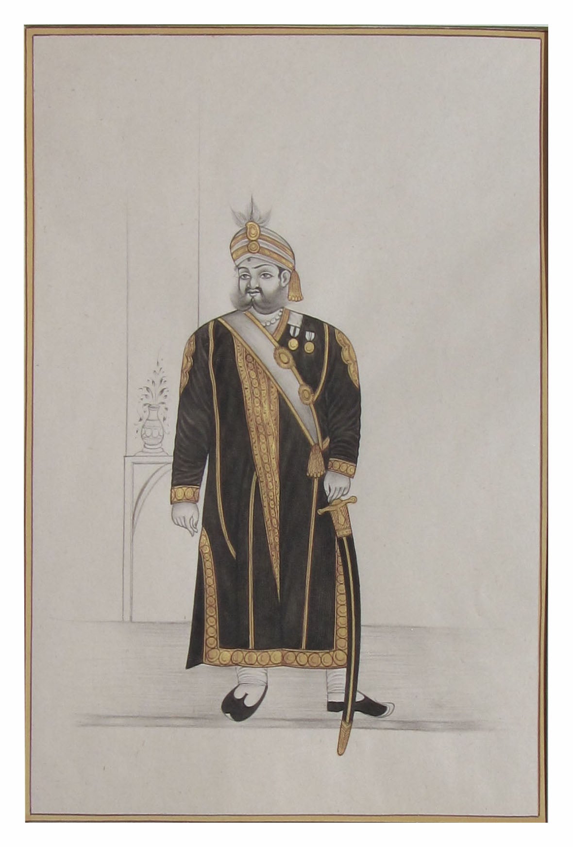 Rajput King Original Art Paper Painting